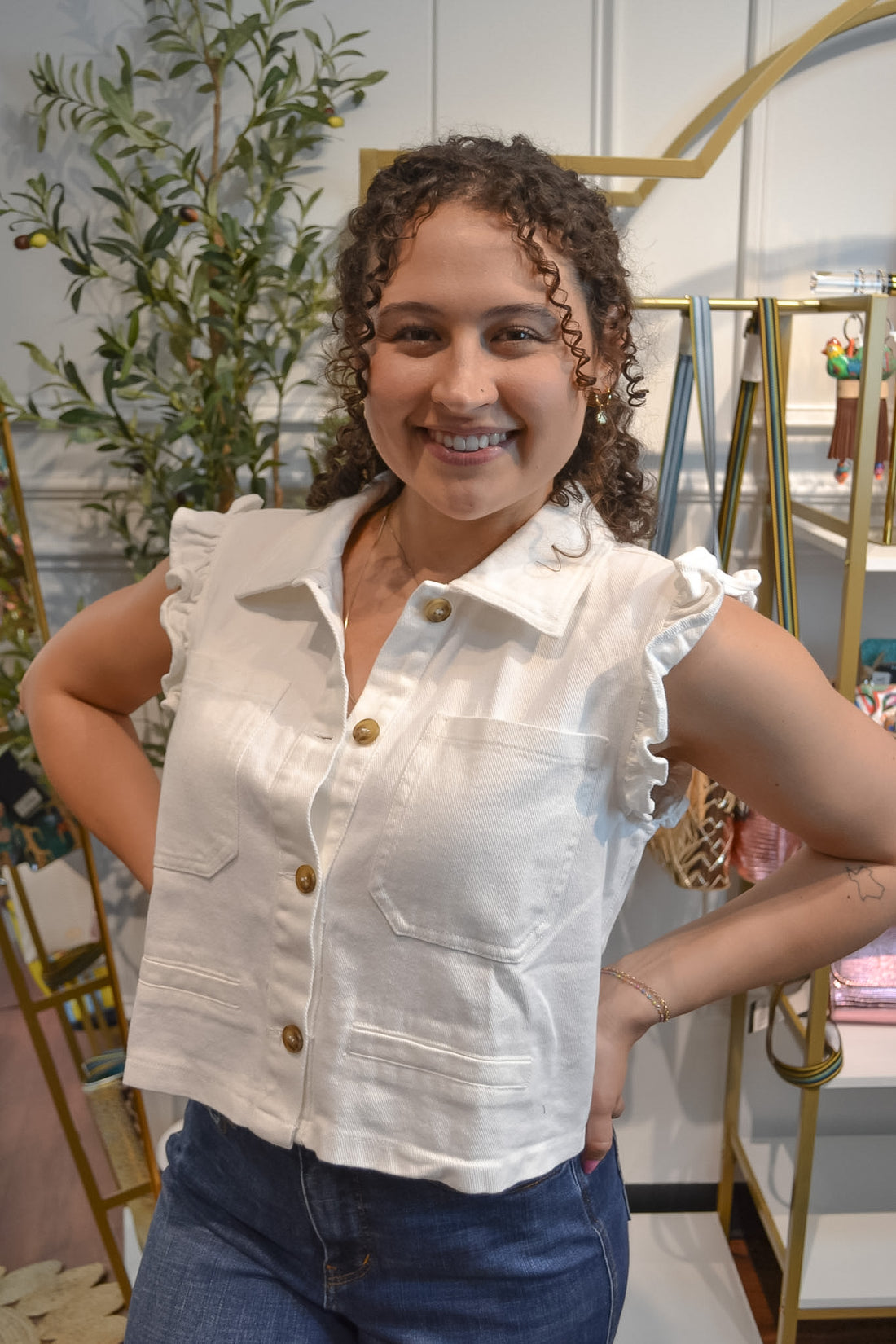 Hampton Breeze Ruffle Vest By Sunday Edition