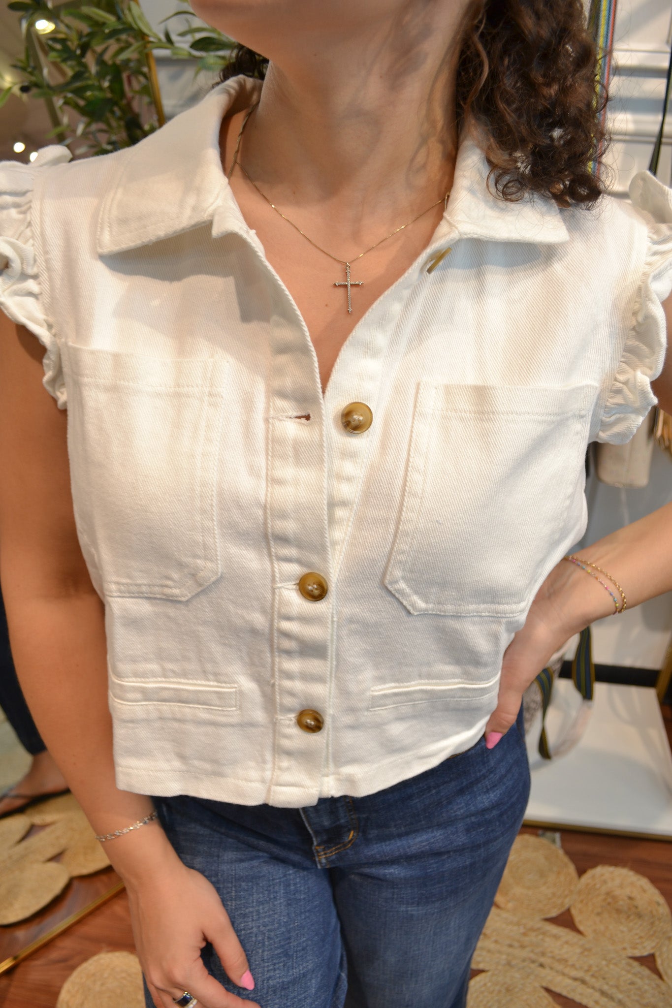 Hampton Breeze Ruffle Vest By Sunday Edition