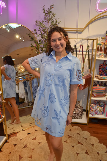 Costal blue cut out shell dress 