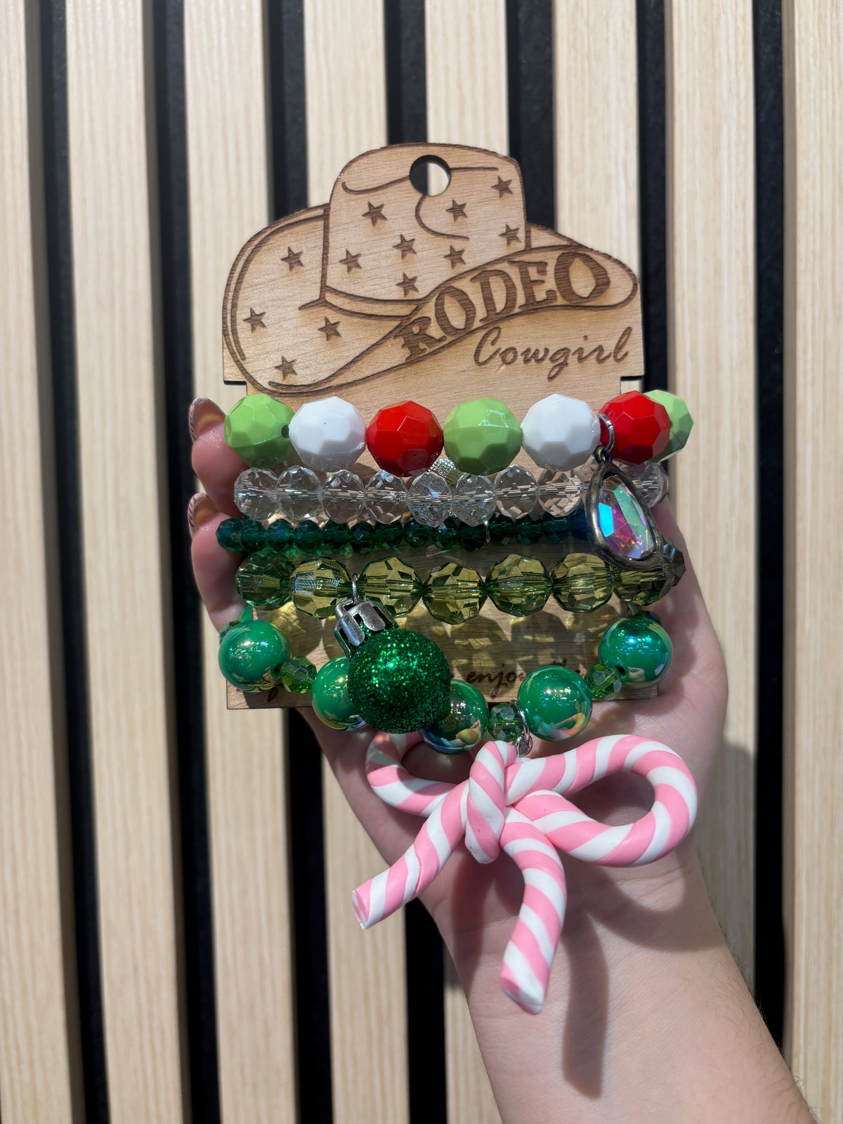 Candy Cane Christmas Bracelet Stack