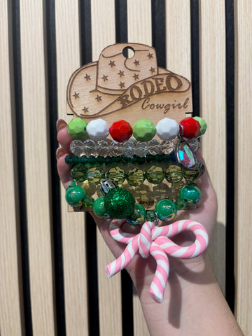 Candy Cane Christmas Bracelet Stack