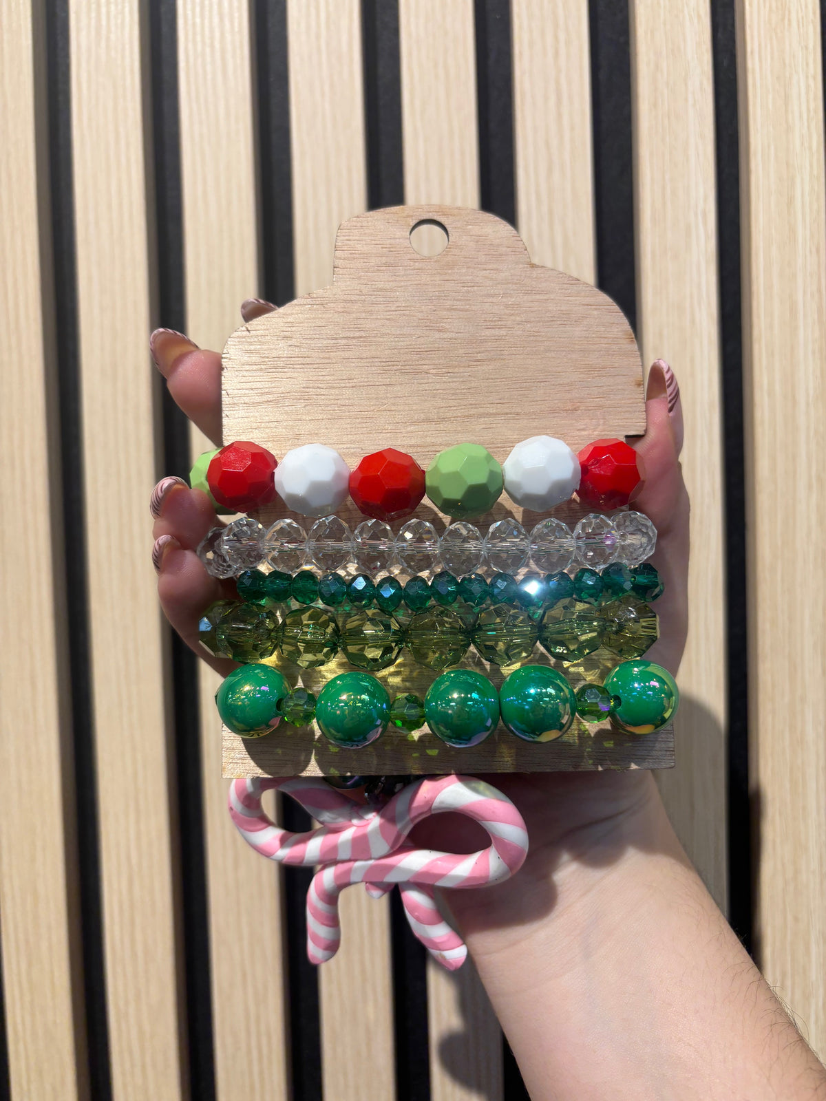 Candy Cane Christmas Bracelet Stack