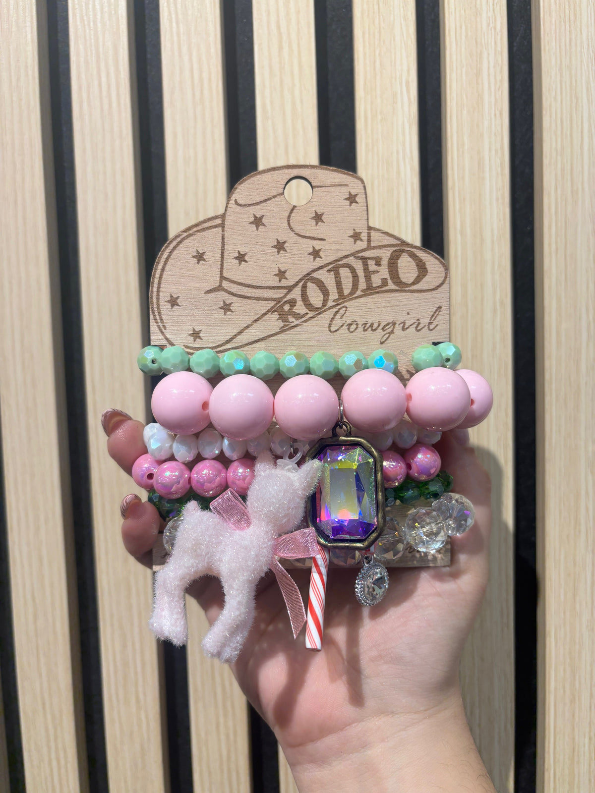 Pink Reindeer Wishes Bracelet Stack
