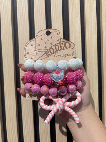 Pink Peppermint Sparkle Bracelet Stack