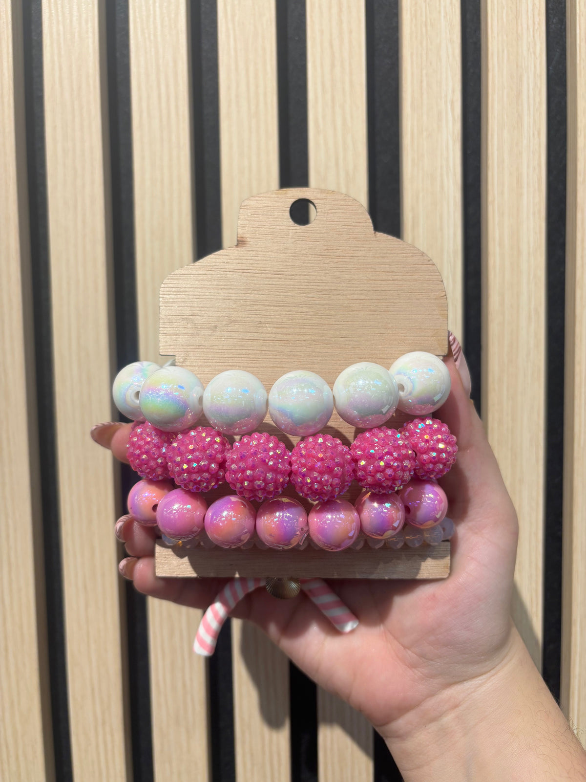 Pink Peppermint Sparkle Bracelet Stack