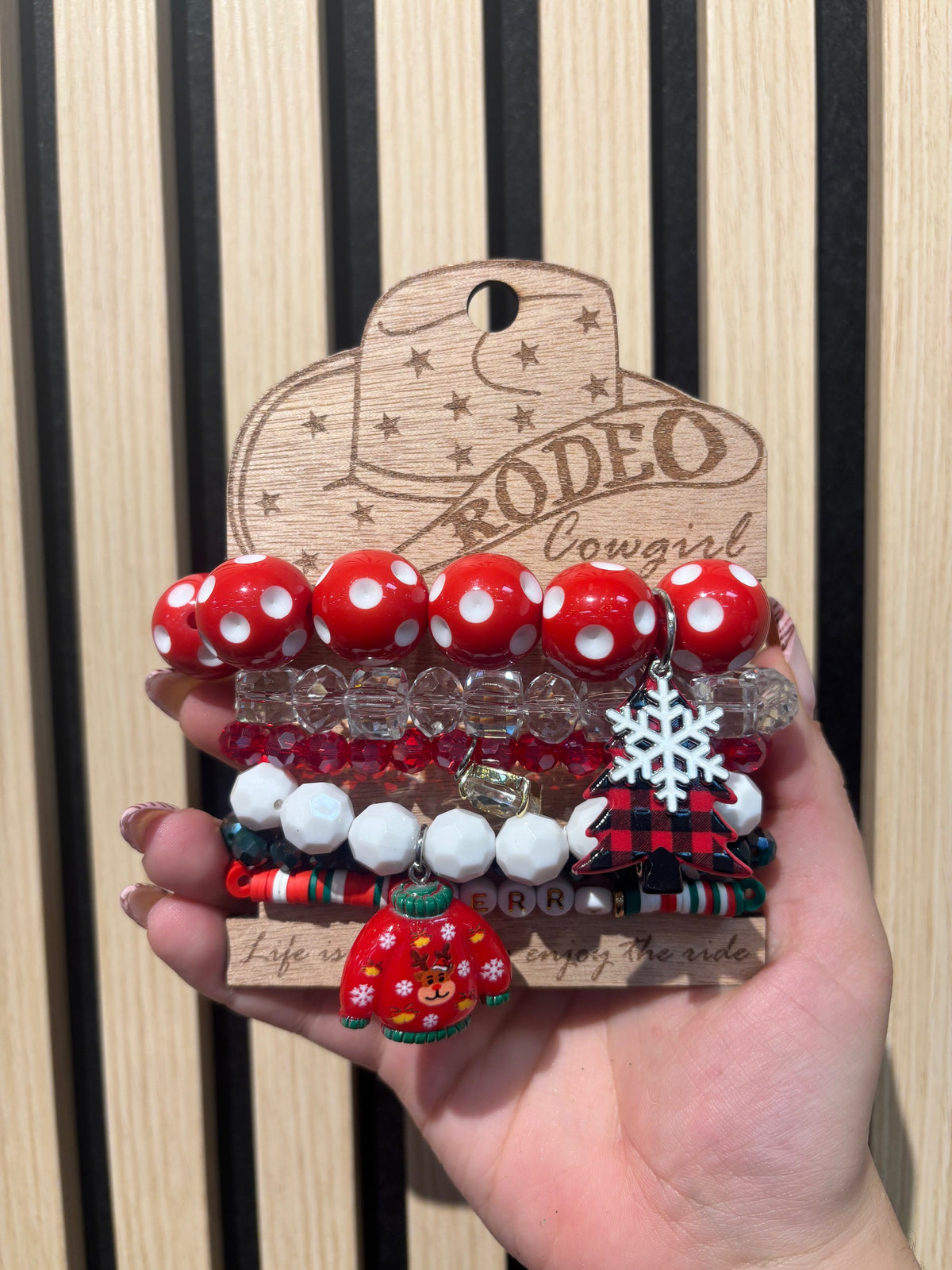 Merry & Bright Polka Dot Christmas Bracelet Stack