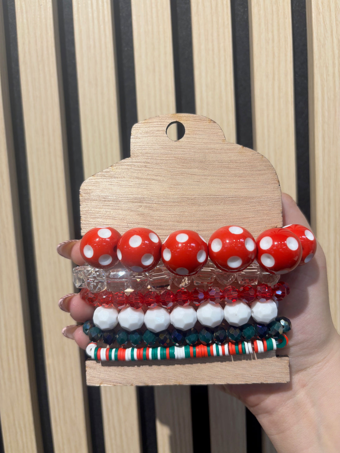 Merry & Bright Polka Dot Christmas Bracelet Stack