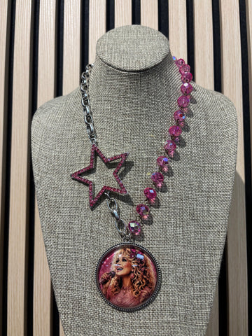 Gypsy South Dolly's Pink Star Glam Necklace