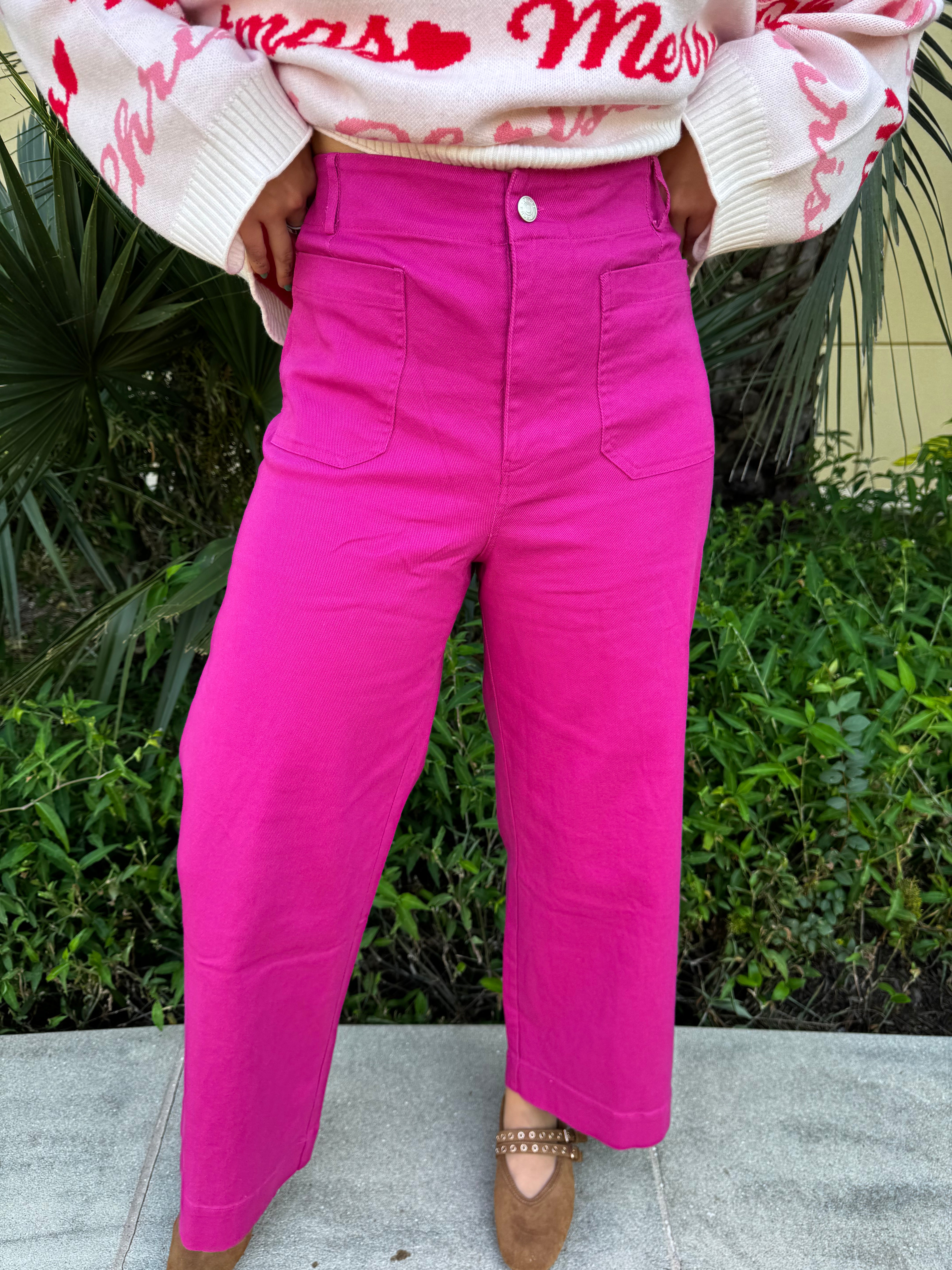 Main Character Pink Wide Leg Pants By EESOME