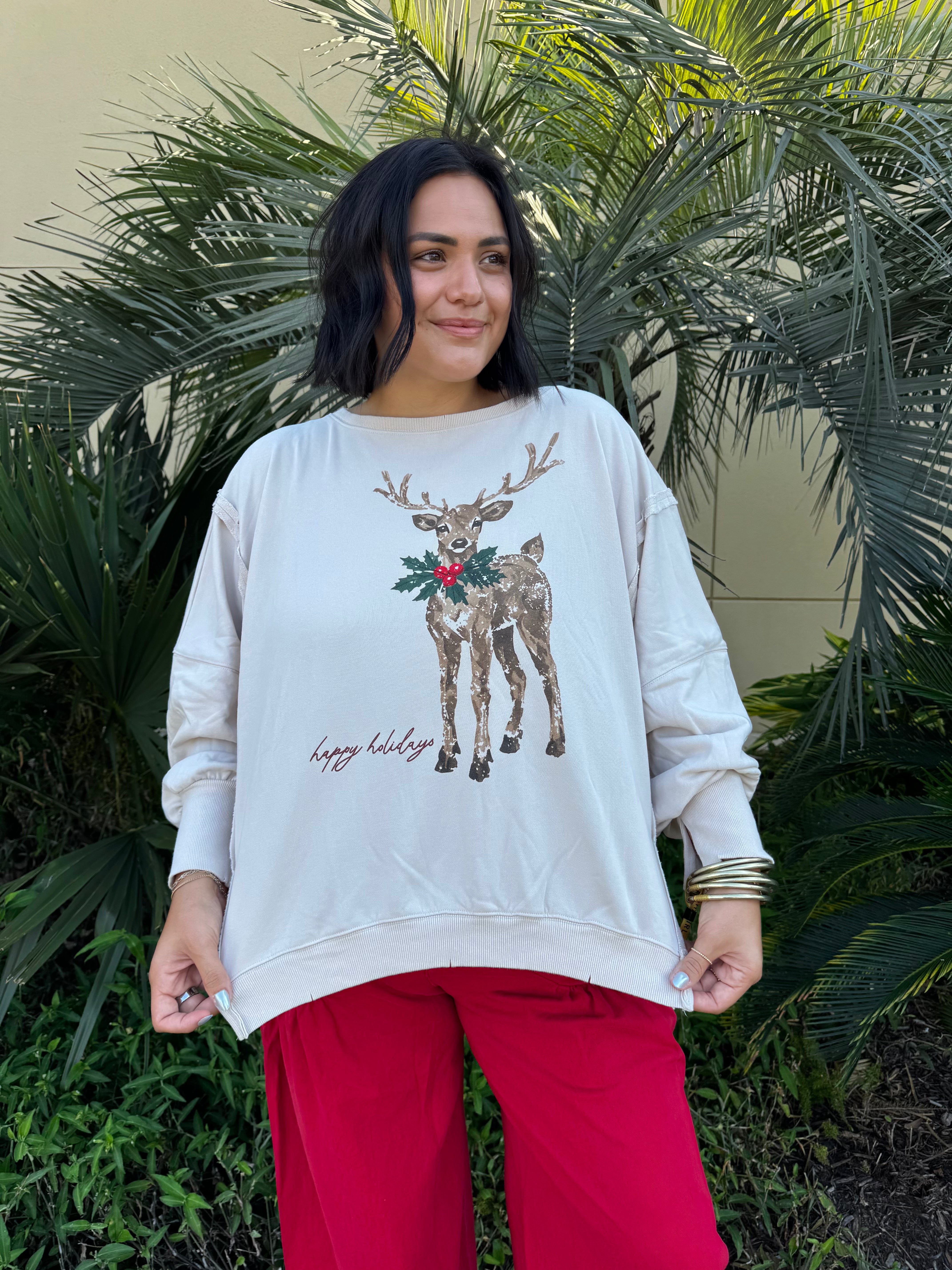 Happy Holidays Reindeer Sweater By Eesome