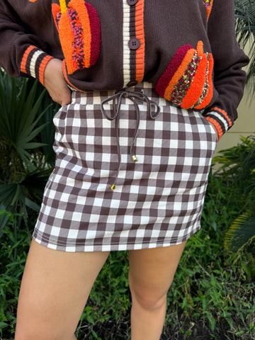 Chocolate Gingham Skort By Jess Lea