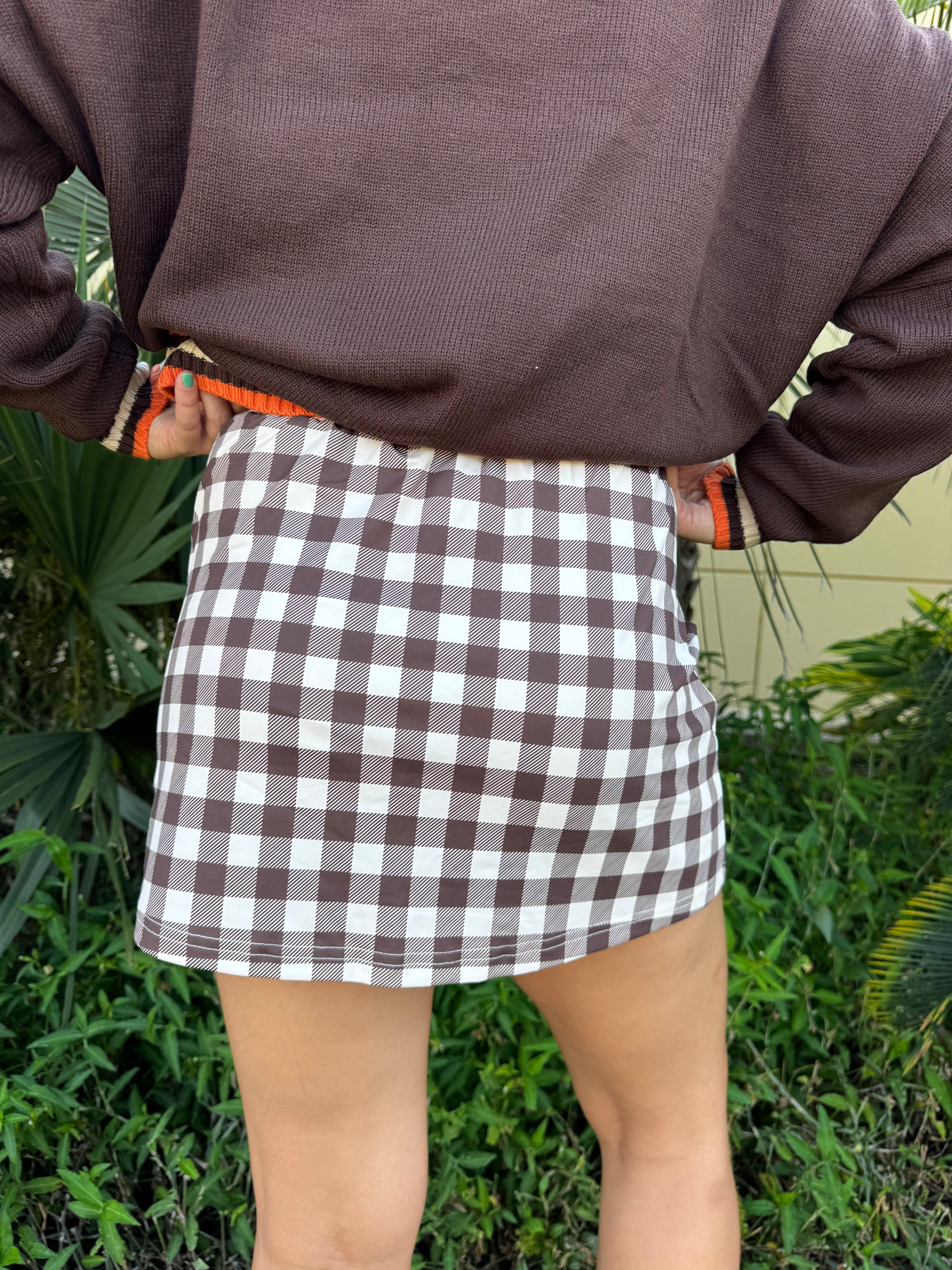 Chocolate Gingham Skort By Jess Lea