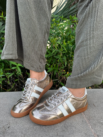 Corky's Heads Up Sneakers Gold Metallic