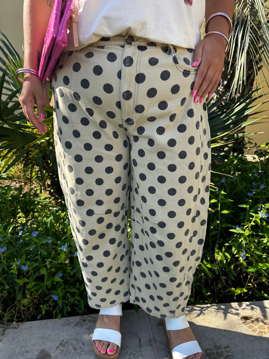 Curvy Dot Your Way Barrel Pants By Easel