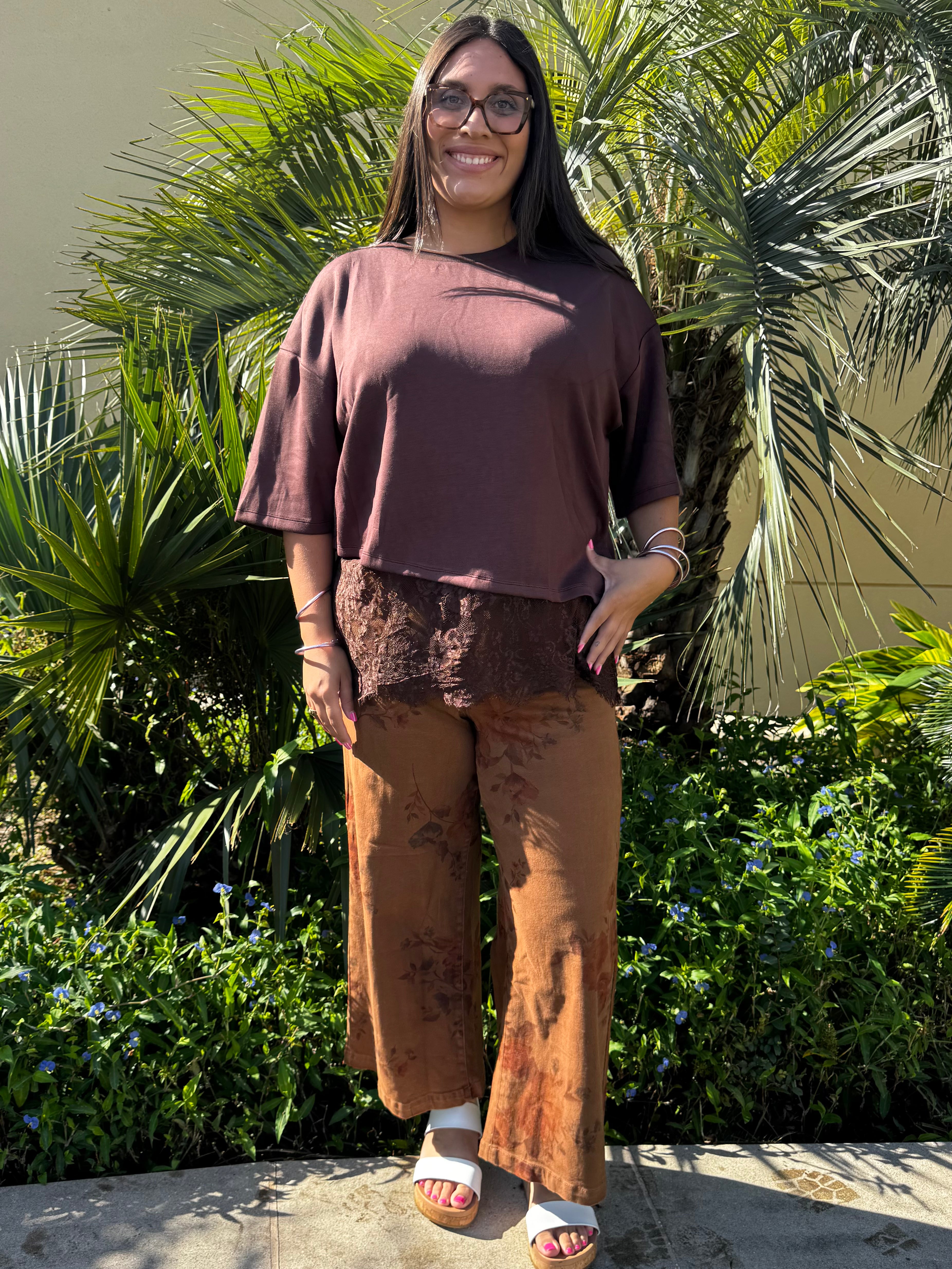 Brown Sugar & Lace Plus Size Asymmetrical Tee
