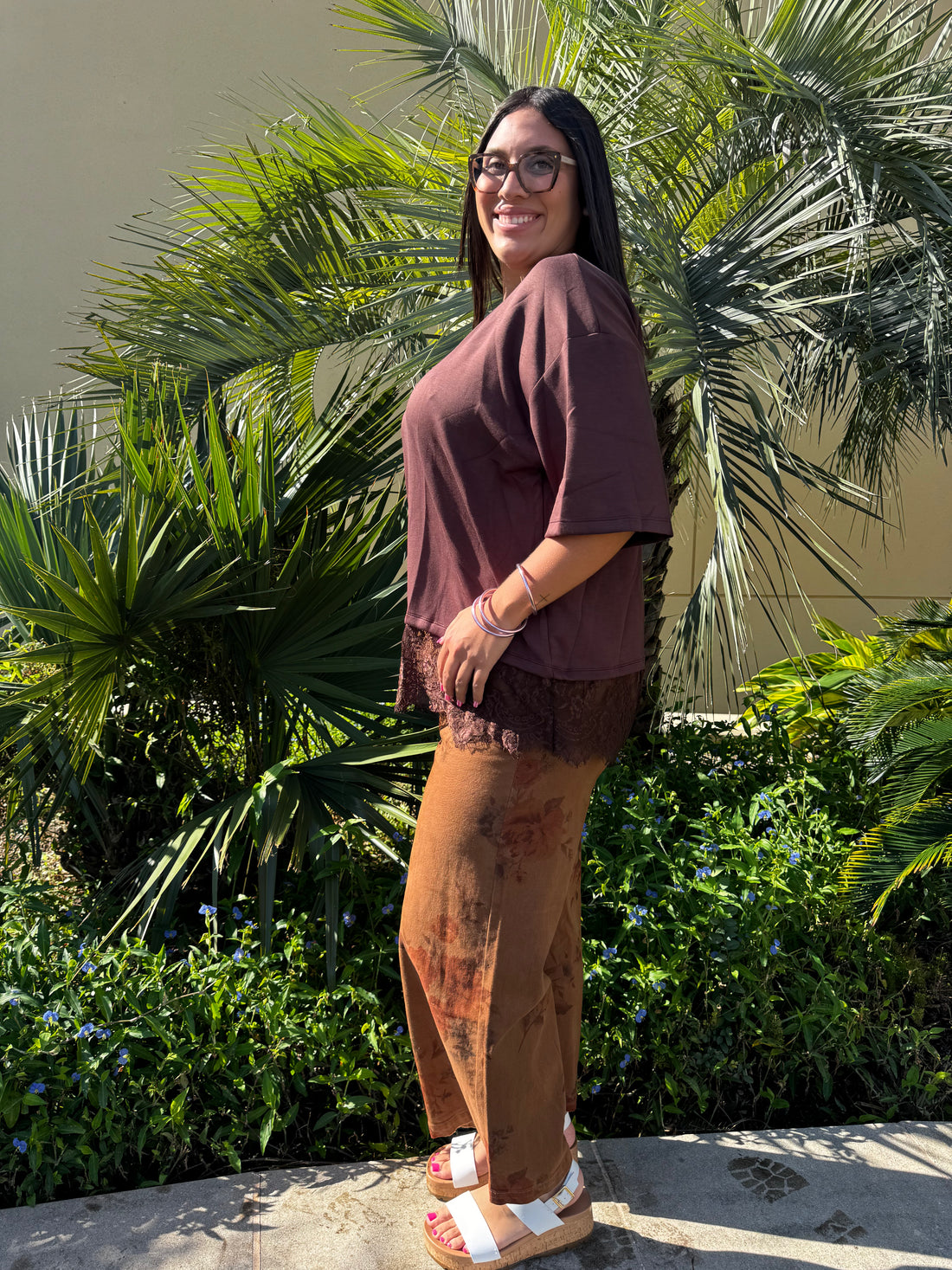 Brown Sugar & Lace Plus Size Asymmetrical Tee