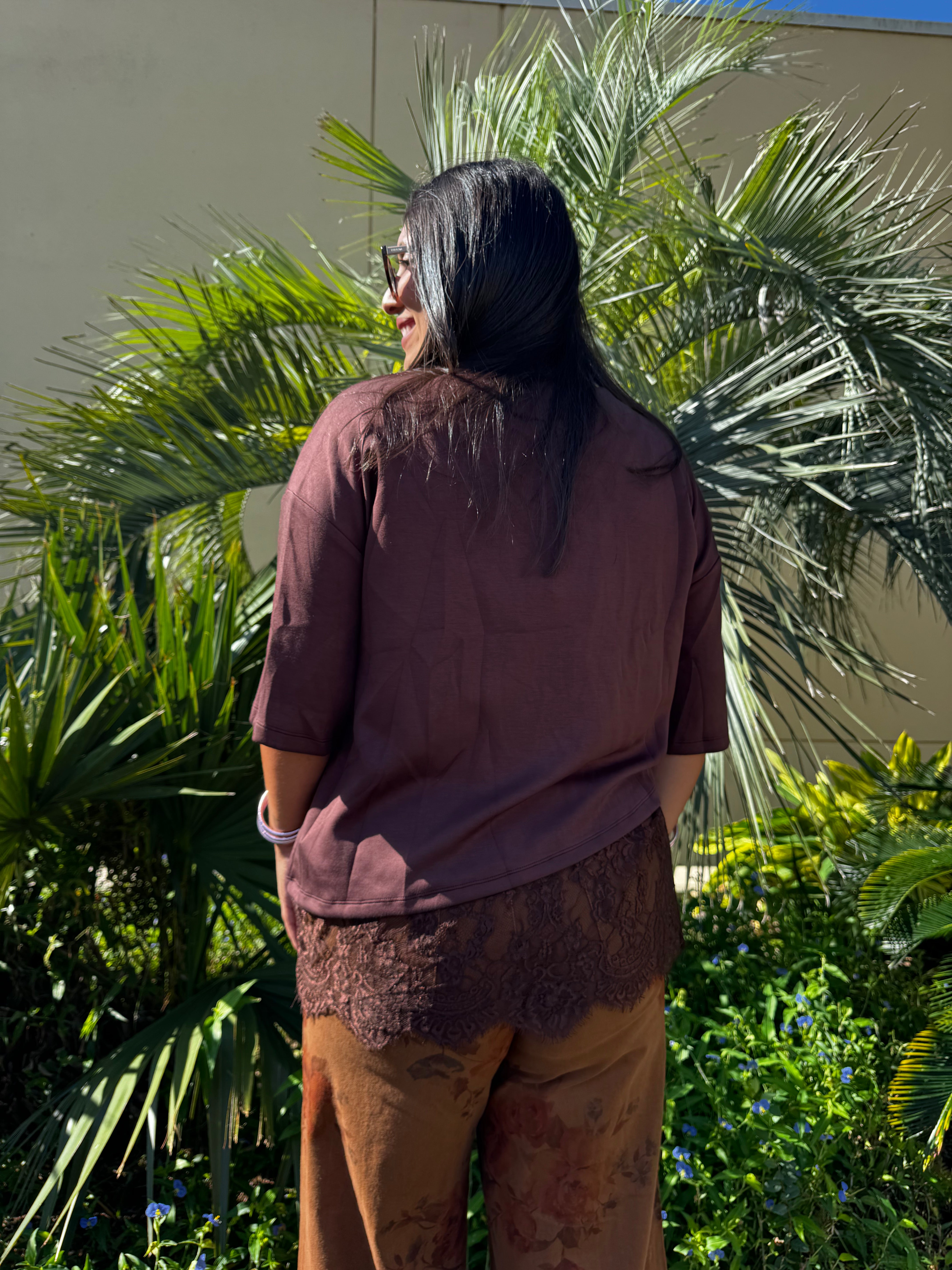 Brown Sugar & Lace Plus Size Asymmetrical Tee