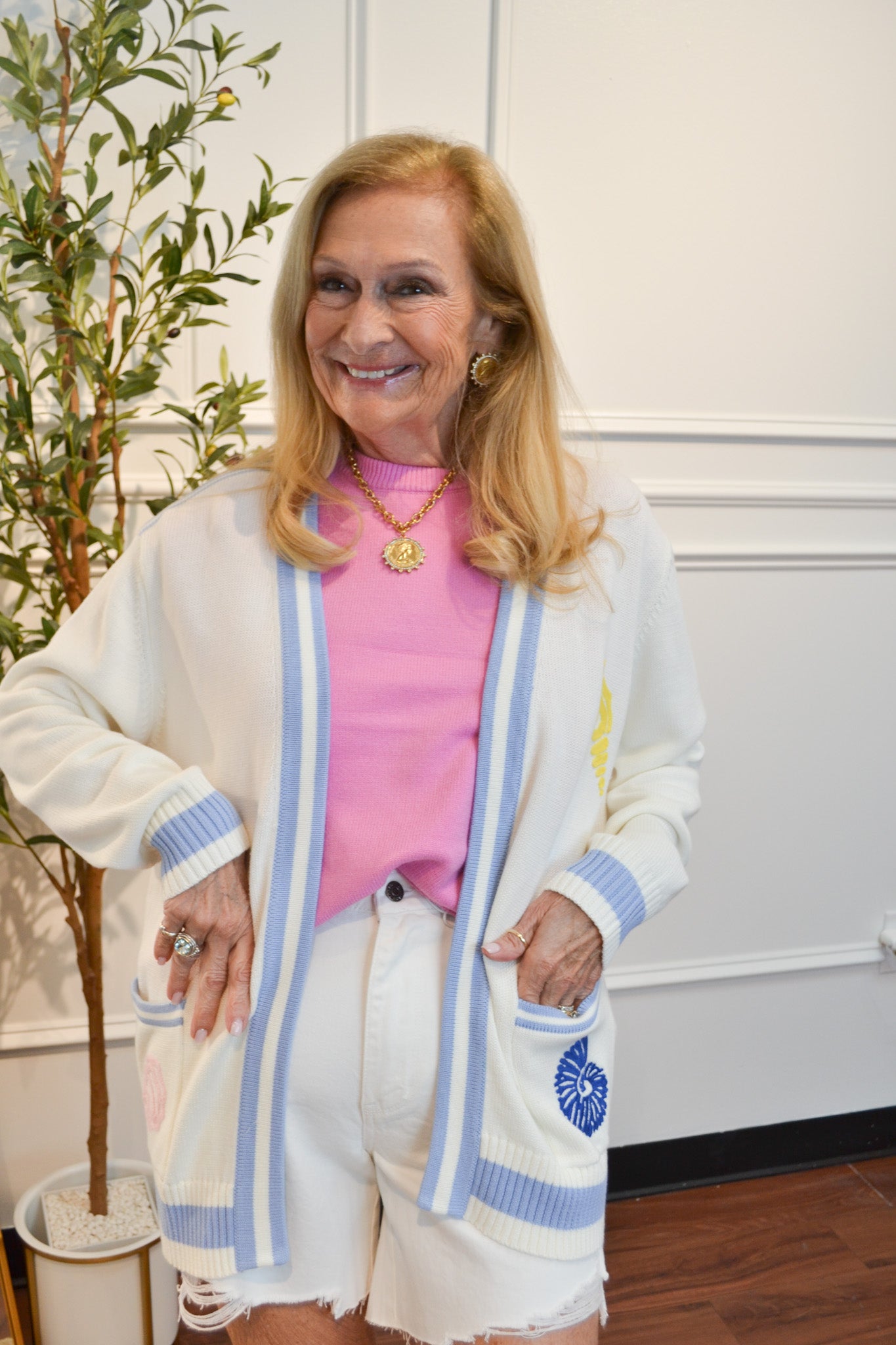 Mermaid Cove Embroidered Cardigan By Eesome