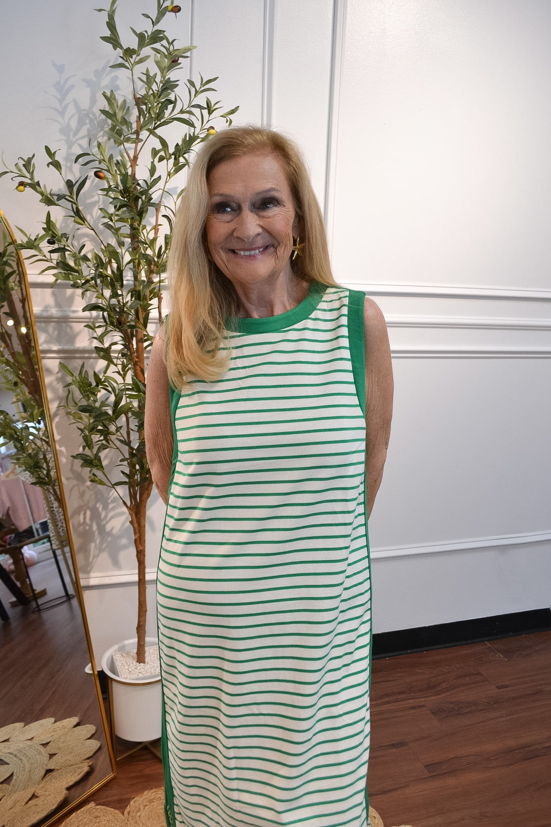 Sunny Strip Midi Dress By Entro