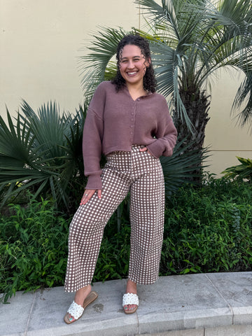 Checkmate Darling Gingham Barrel Pants