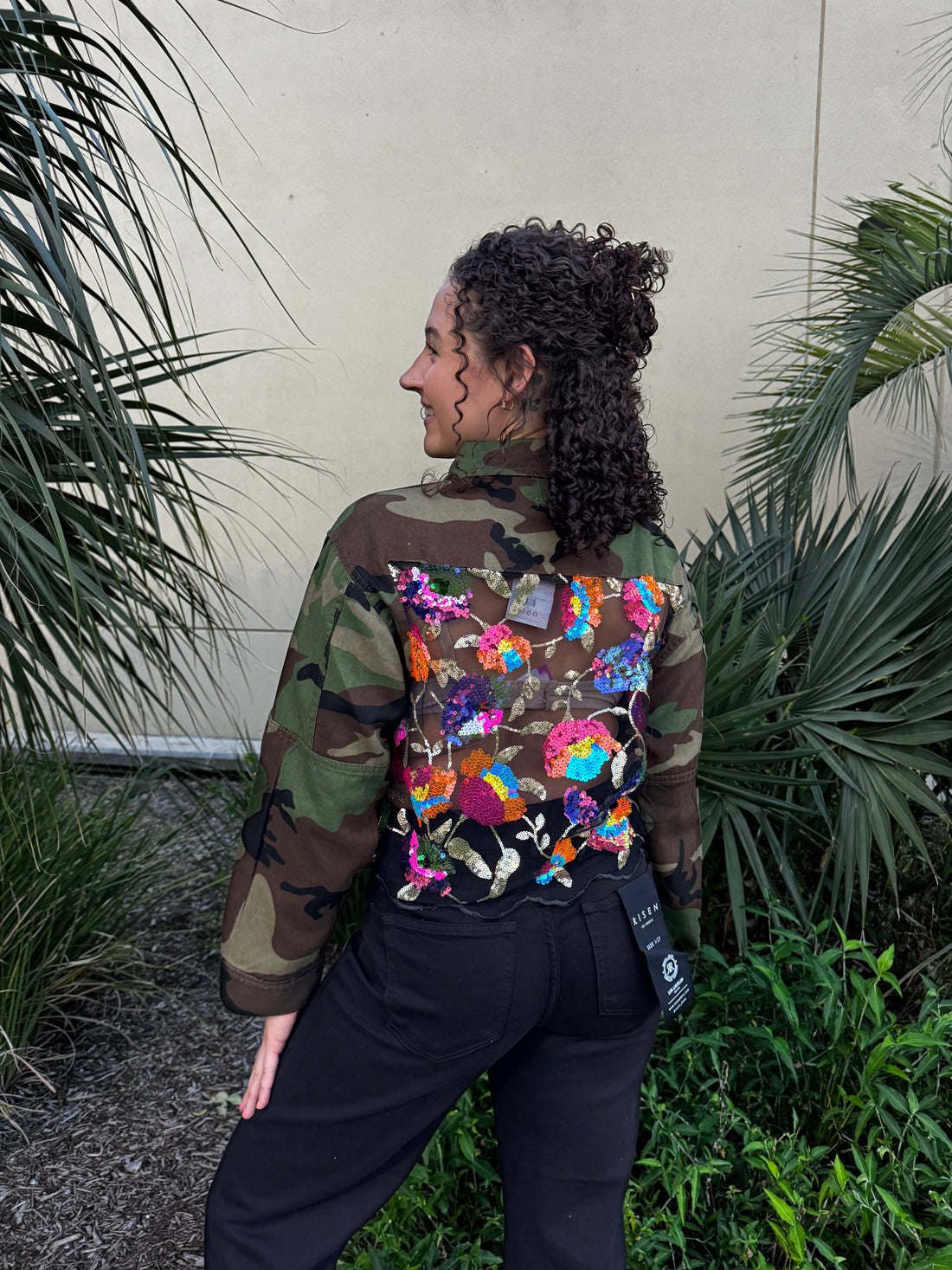 Shine Through Camo Floral Sequin Jacket