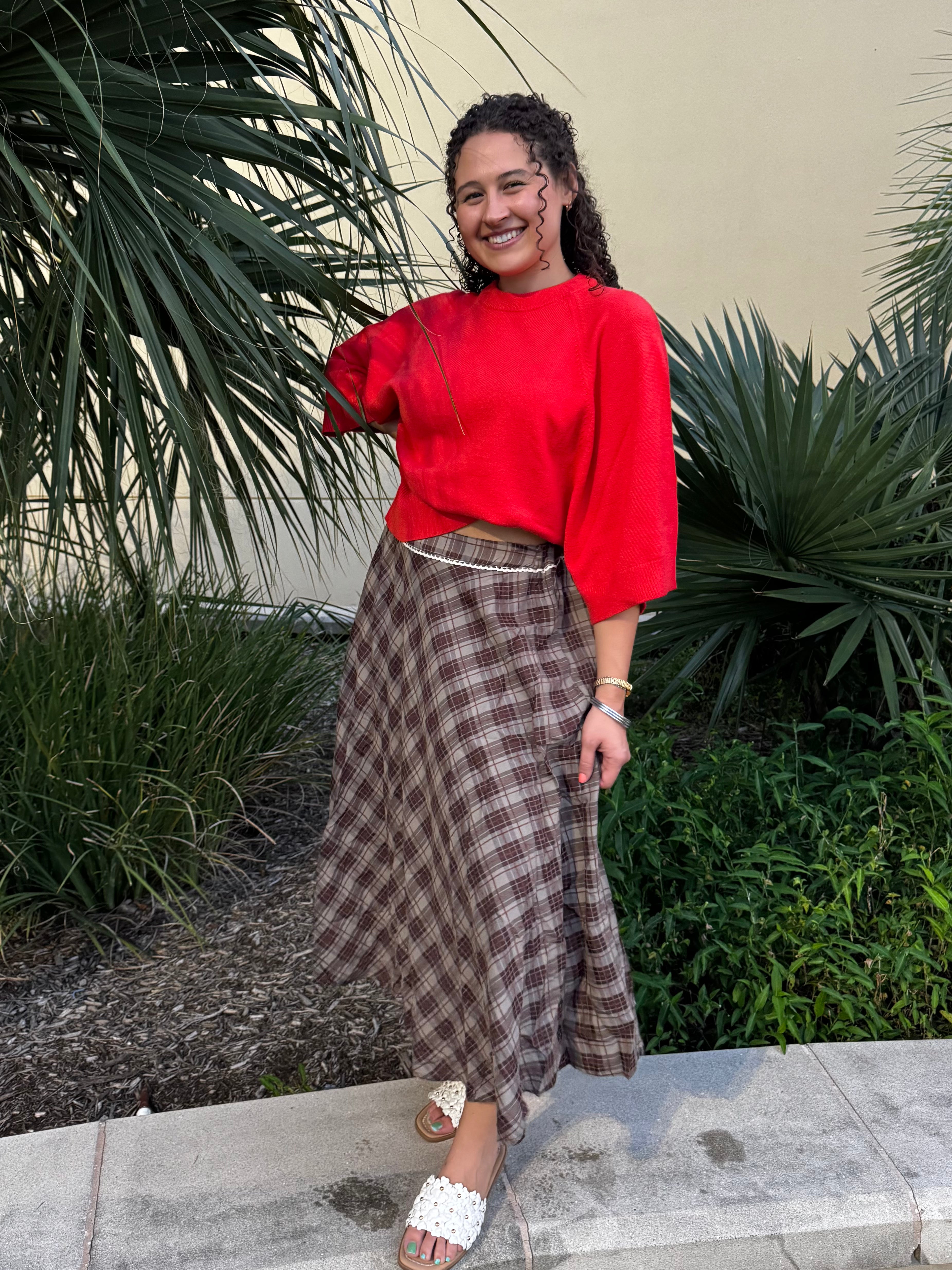 Autumn Stroll Plaid Maxi Skirt By Easel
