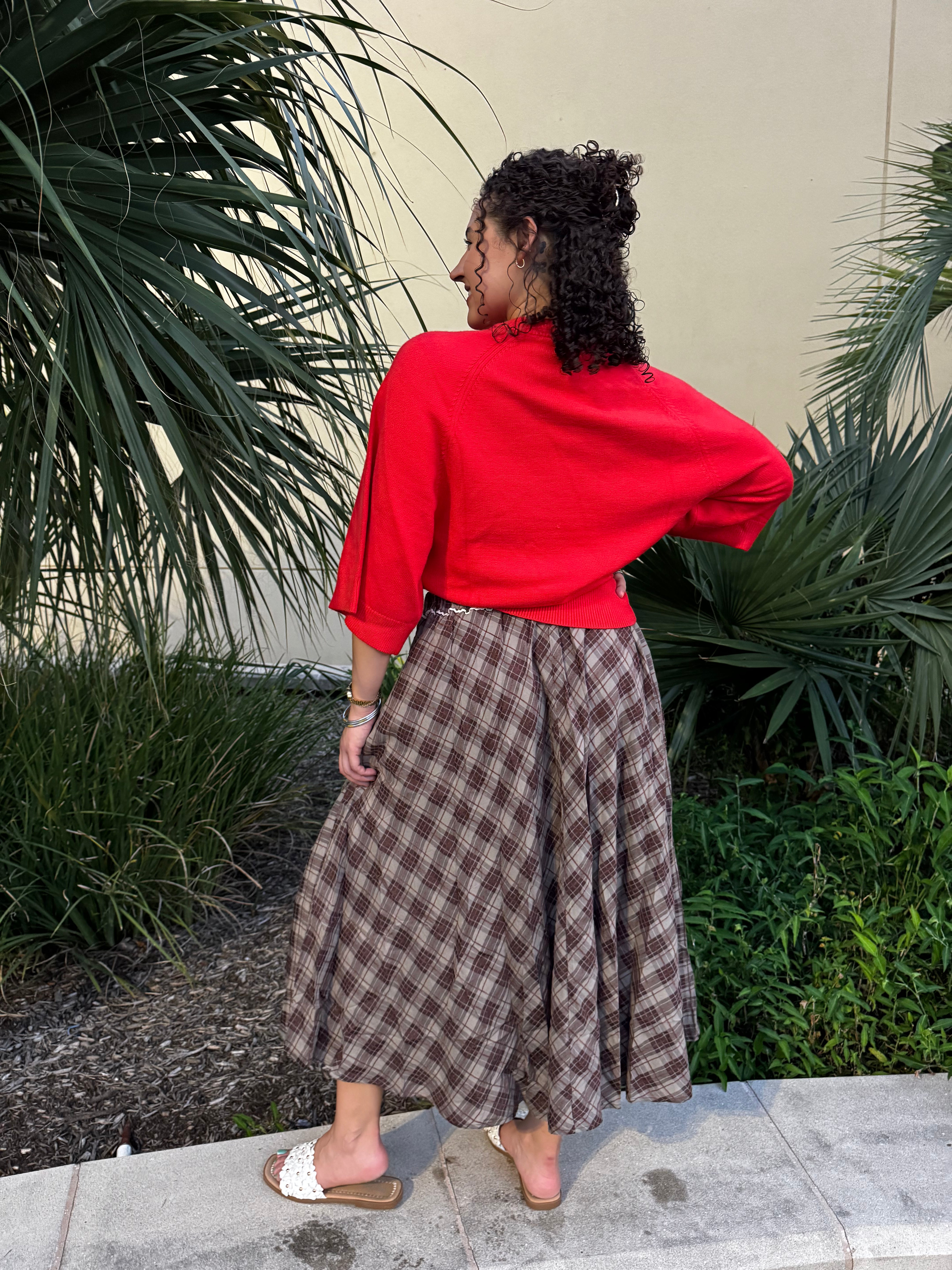 Autumn Stroll Plaid Maxi Skirt By Easel