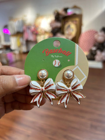 baseball bow earrings 