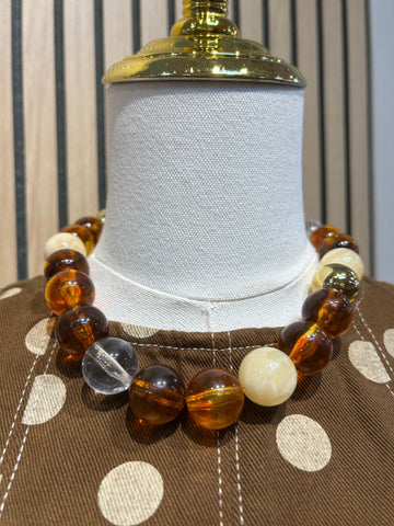 Brown tone chunky beaded necklace 