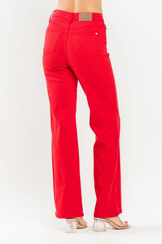 Judy blue High Waist Red Garment Dyed 90's Straight Jeans (FULL SIZE RUN)