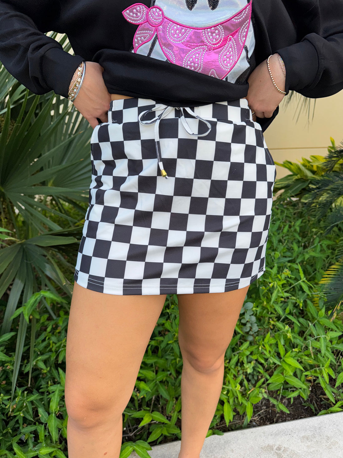 Checkerboard Checkered Skort