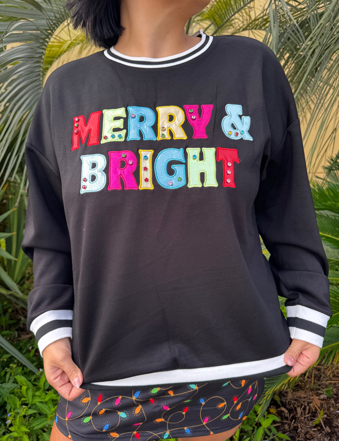 Merry Everything Foil Patch Pullover