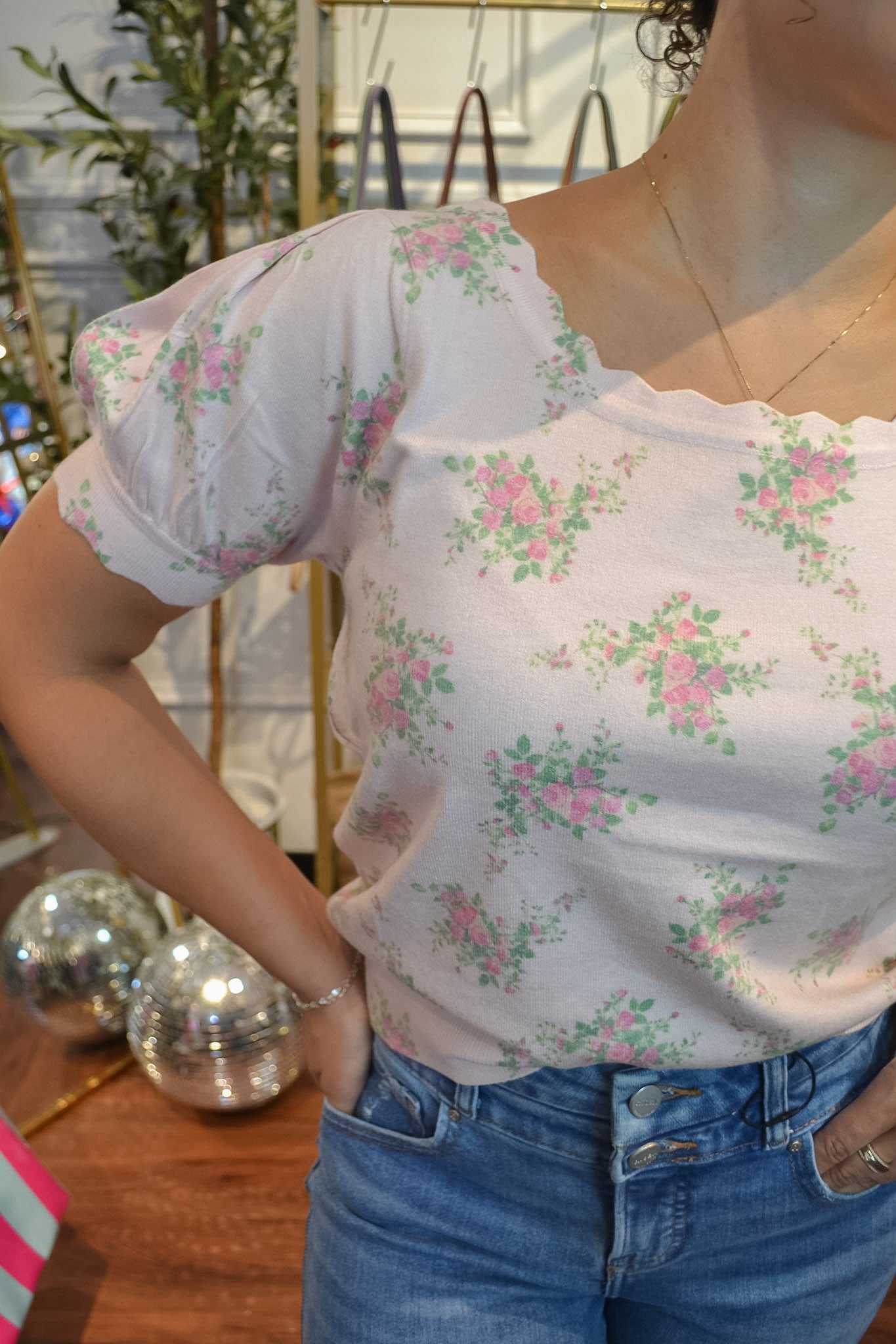 Vintage Bloom Puff Sleeve Knit Top By Rareraw