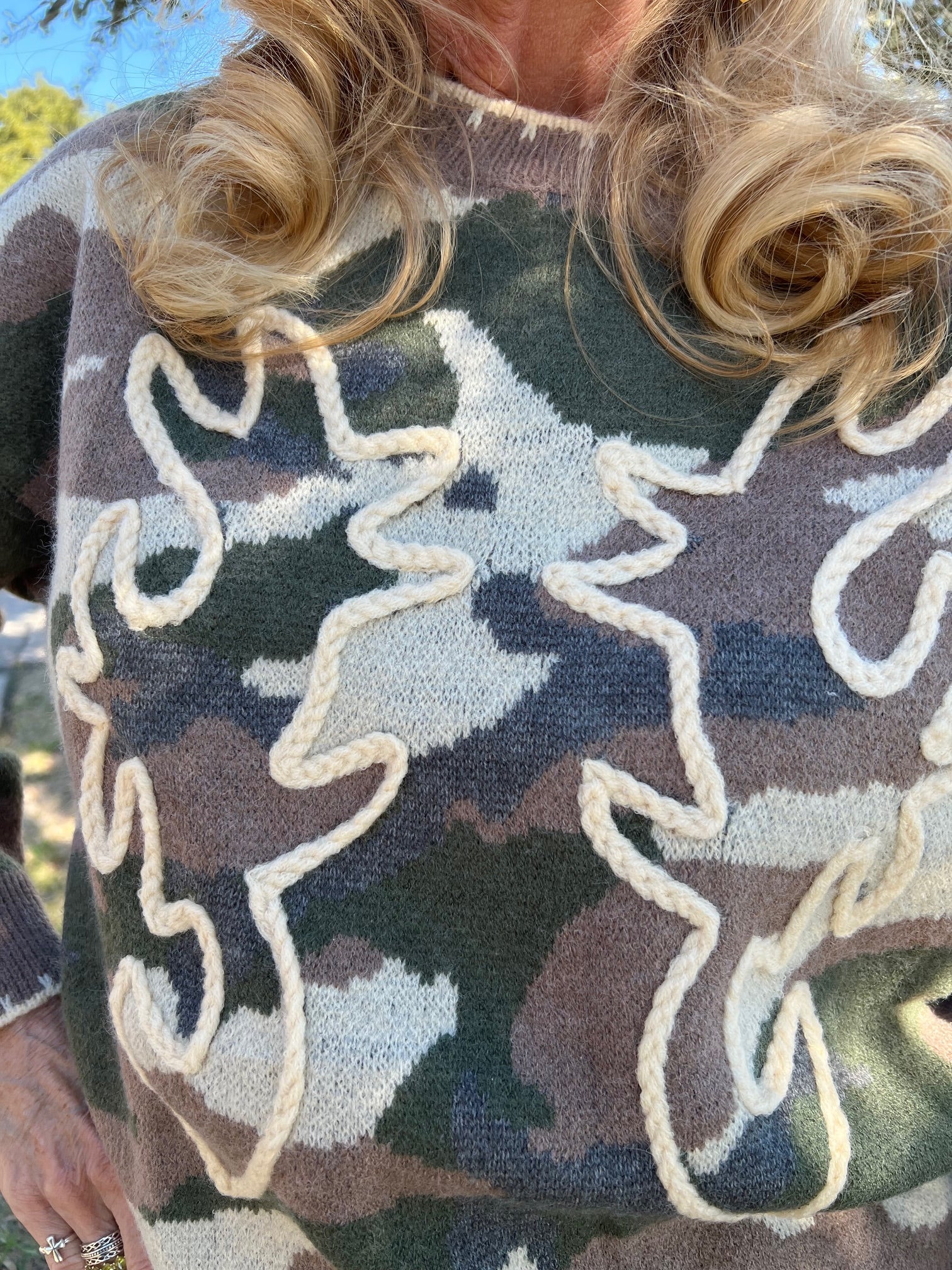 Camo Cowgirl Stitched Pullover By Lucky and Blessed