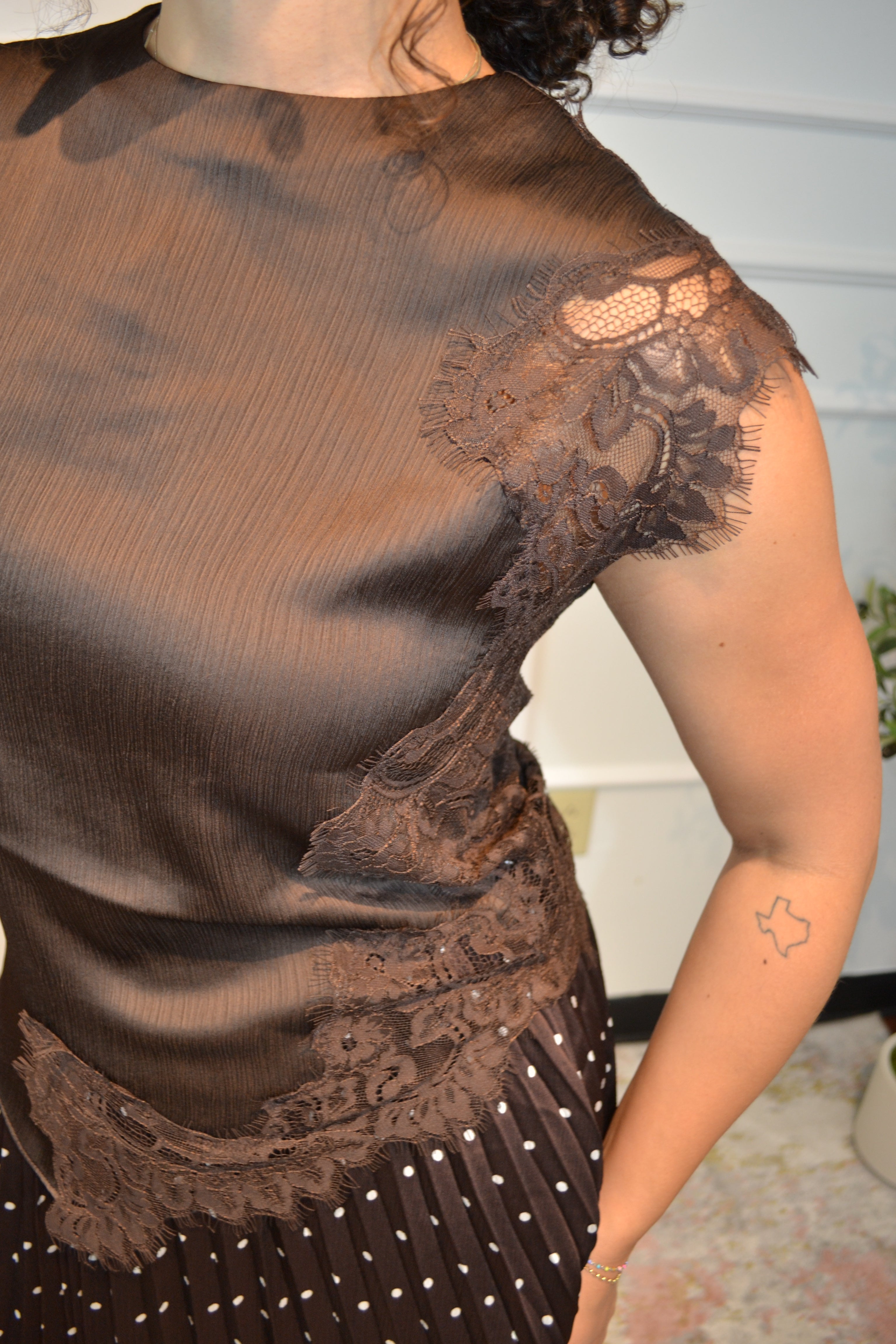 Chocolate Lace Elegance Sleeveless Top By SKIES ARE BLUE