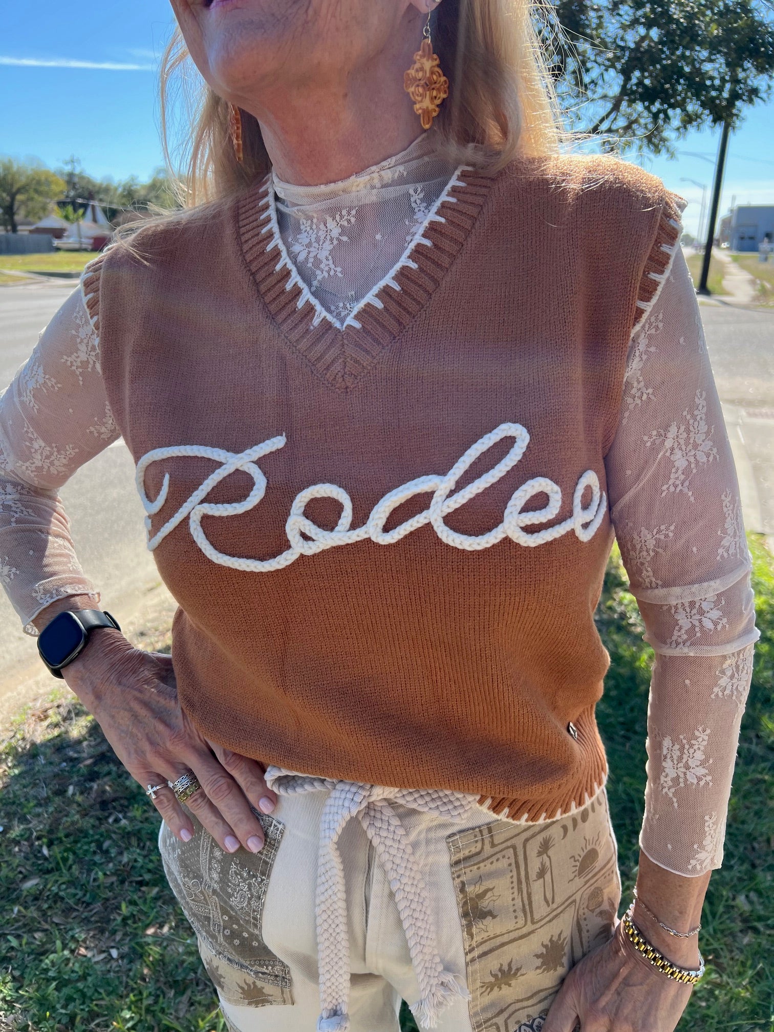 Saddle Up Rodeo Knit Vest By Lucky and blessed