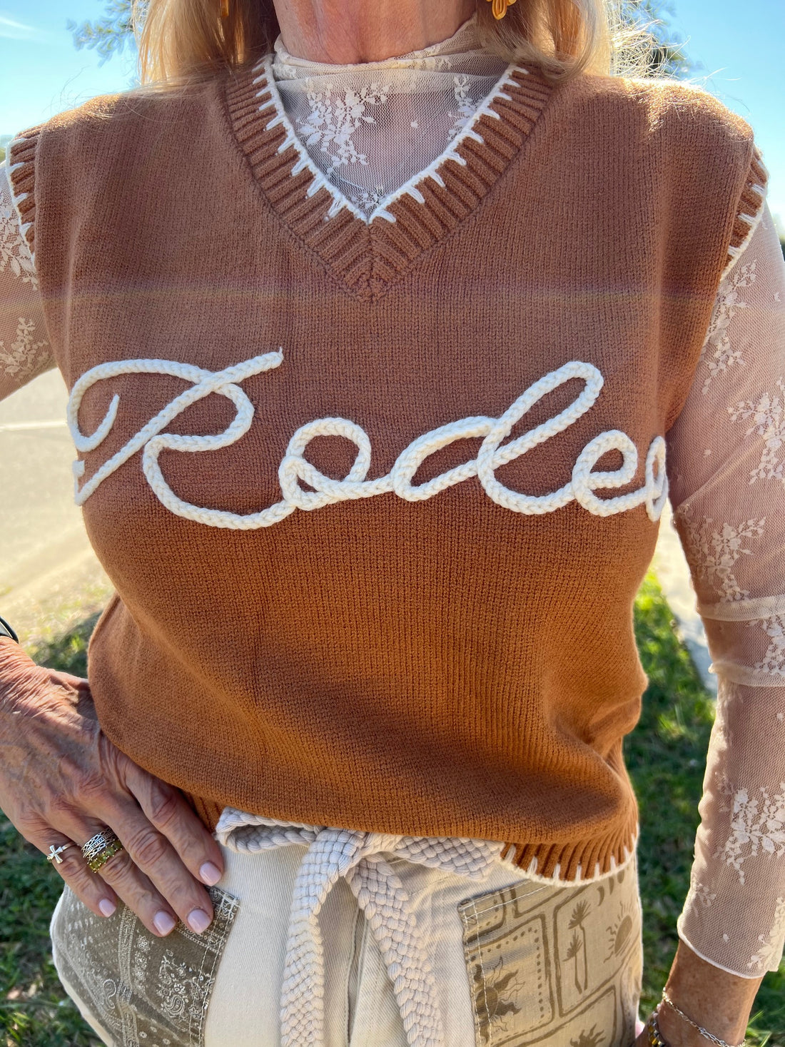 Saddle Up Rodeo Knit Vest By Lucky and blessed