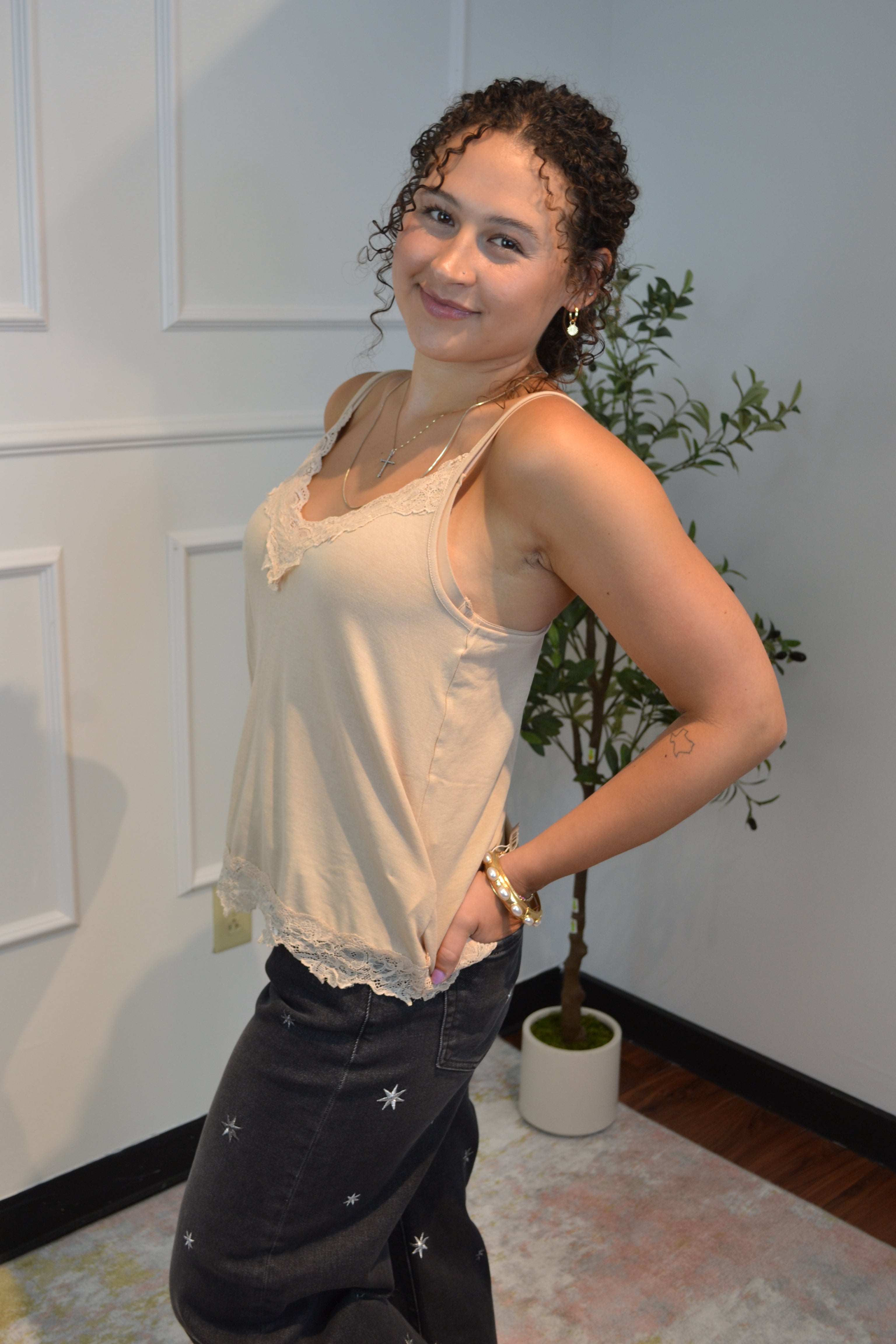 Lace & Latte Cami Tank By Listicle
