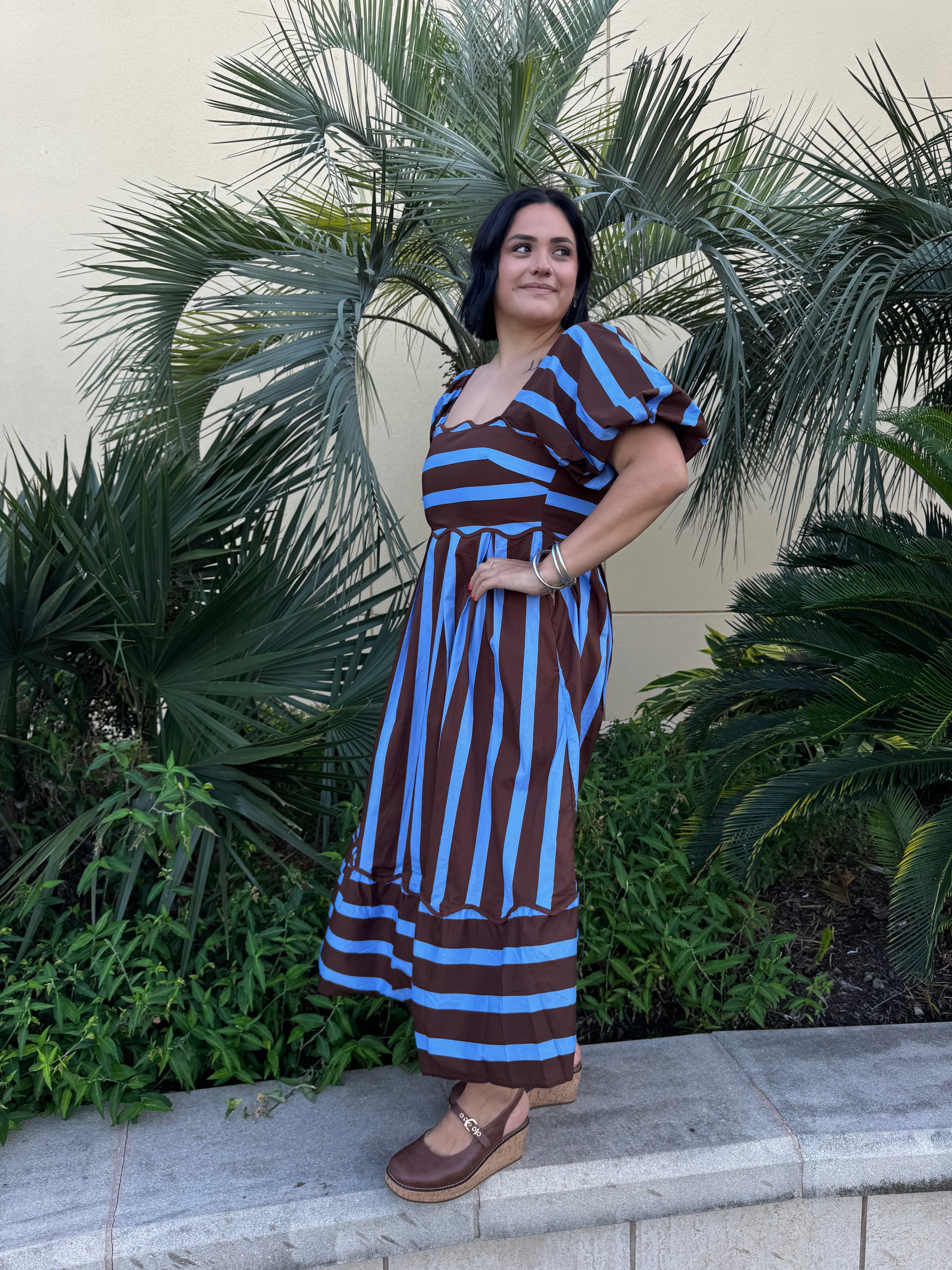 Cinnamon Skies Striped Midi Dress