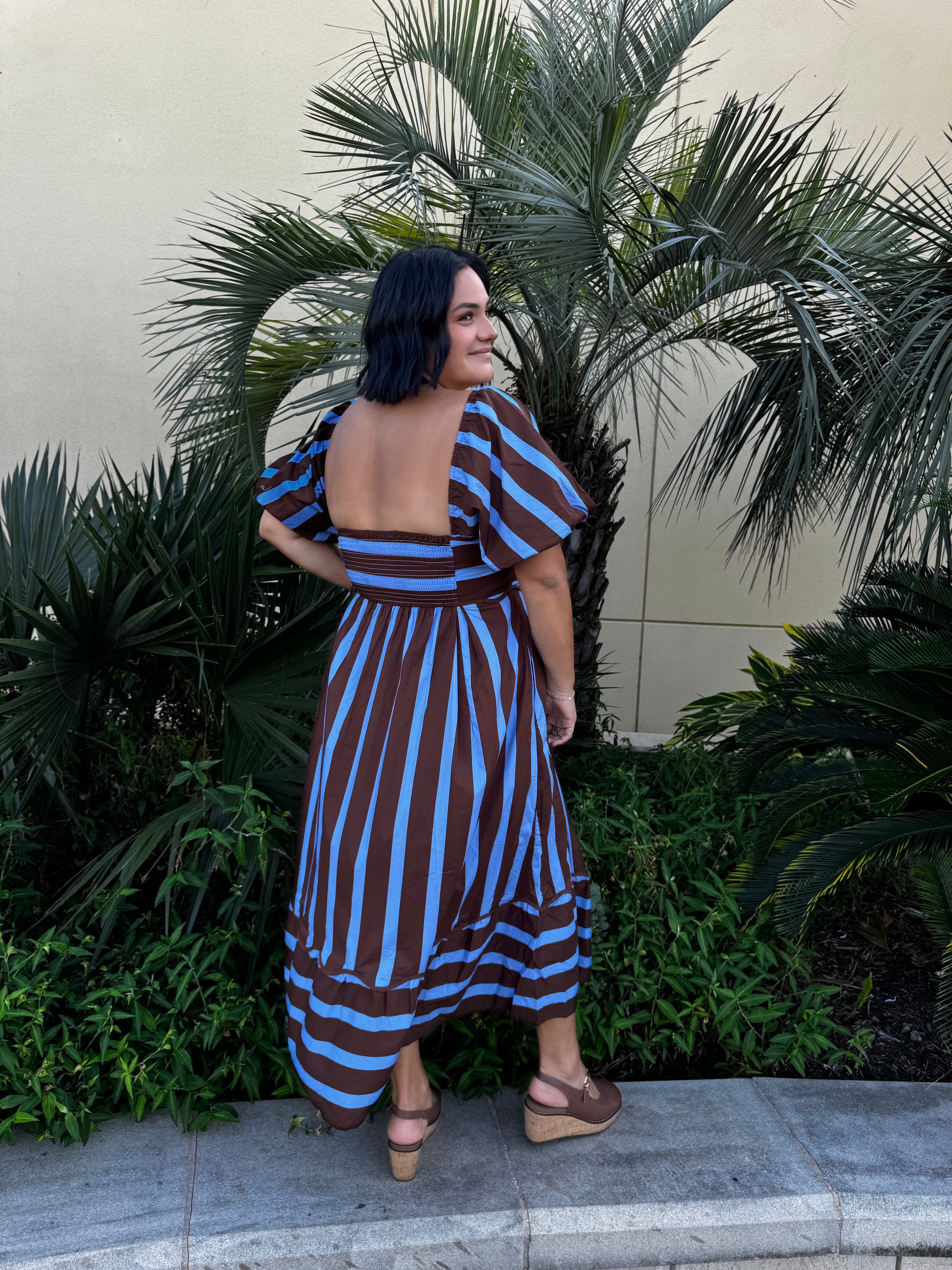 Cinnamon Skies Striped Midi Dress