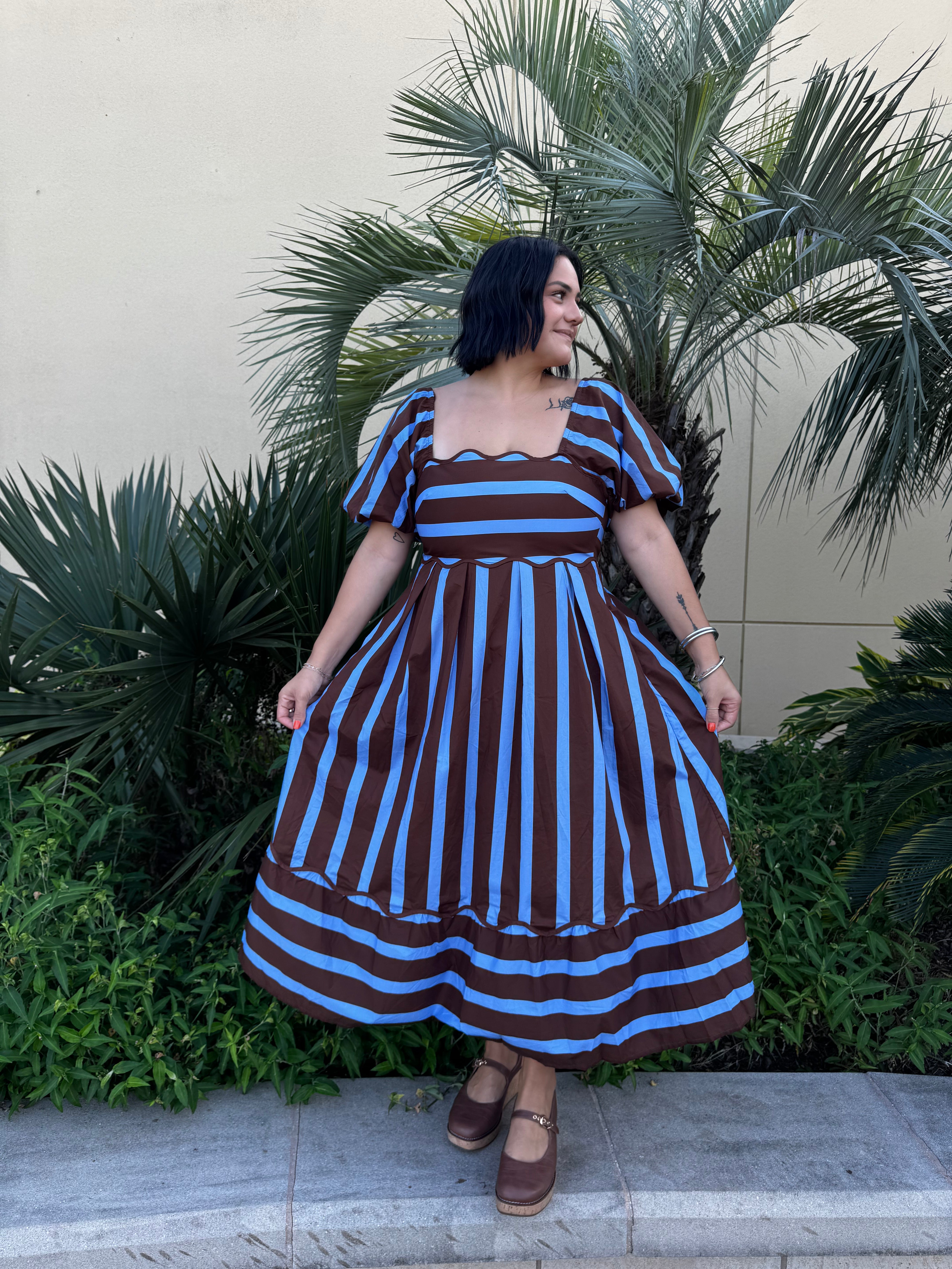 Cinnamon Skies Striped Midi Dress
