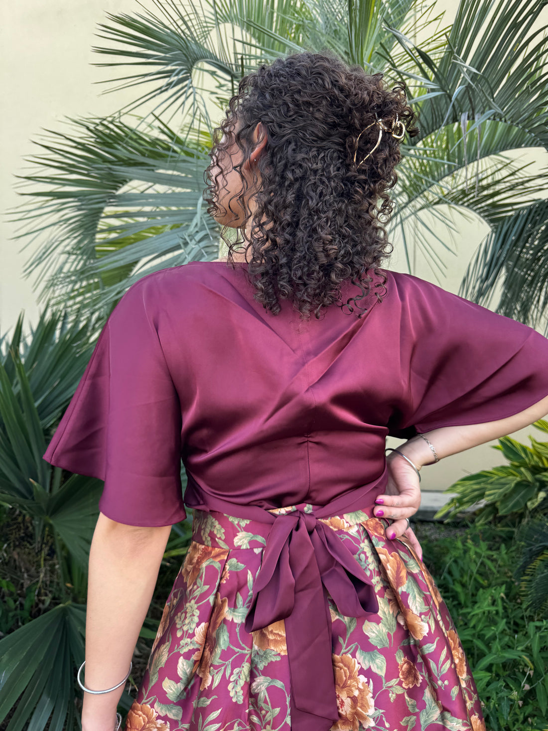Darla Satin Flutter Sleeve Top