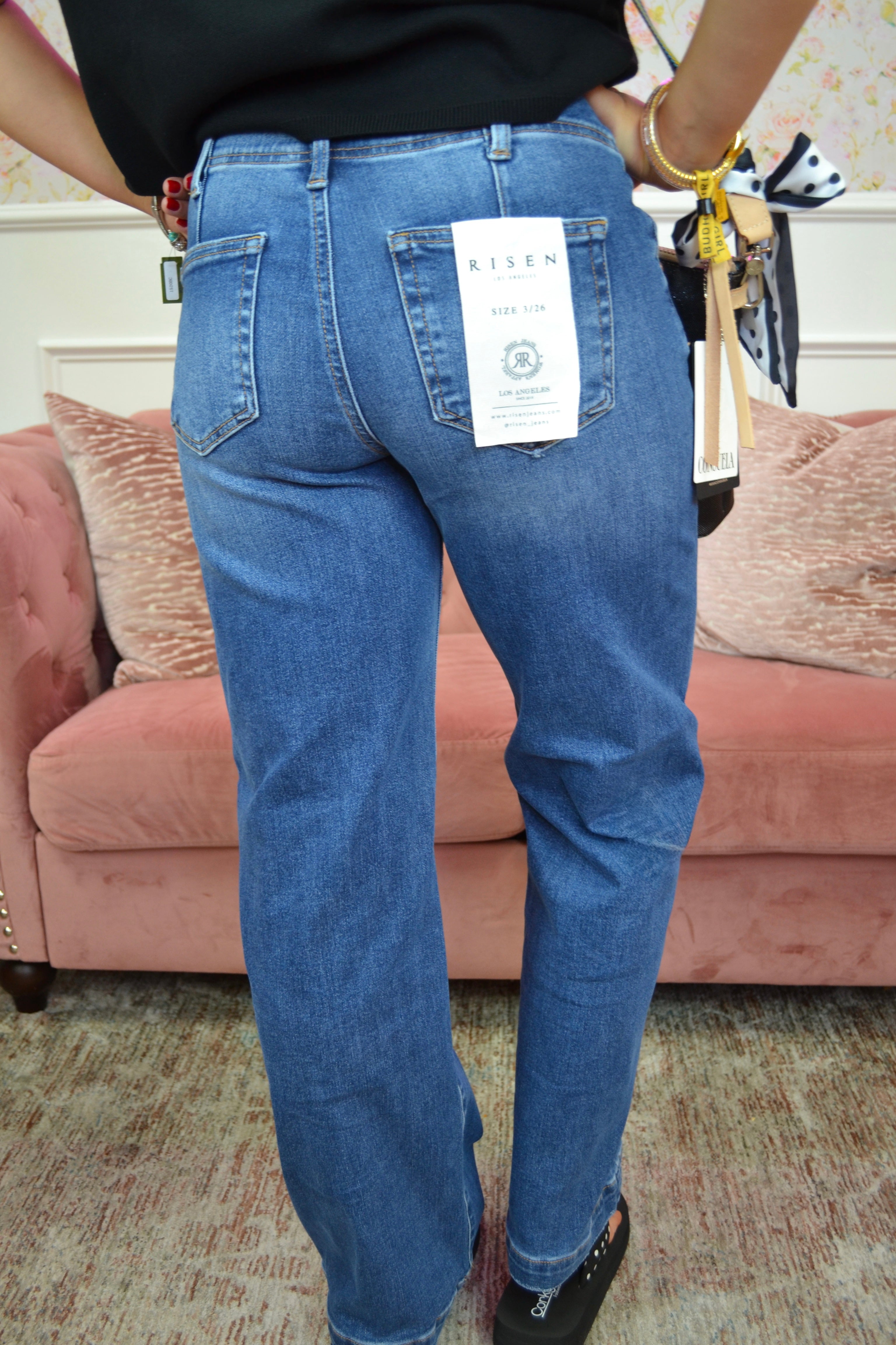 Timeless straight-leg silhouette, versatile medium wash finish, perfect for work, weekends, and everyday styling
