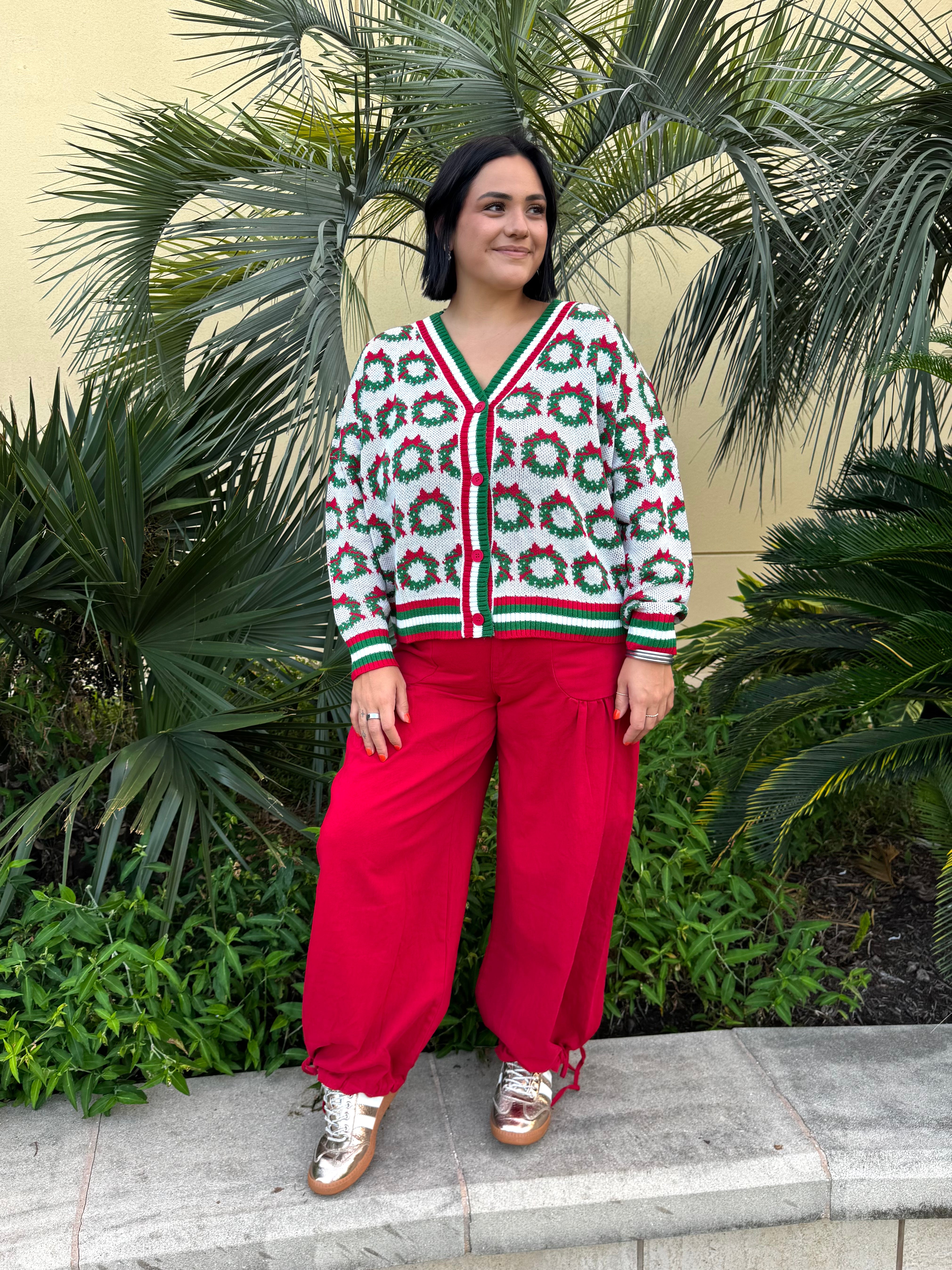 Ribbon Wreath Knit Cardigan