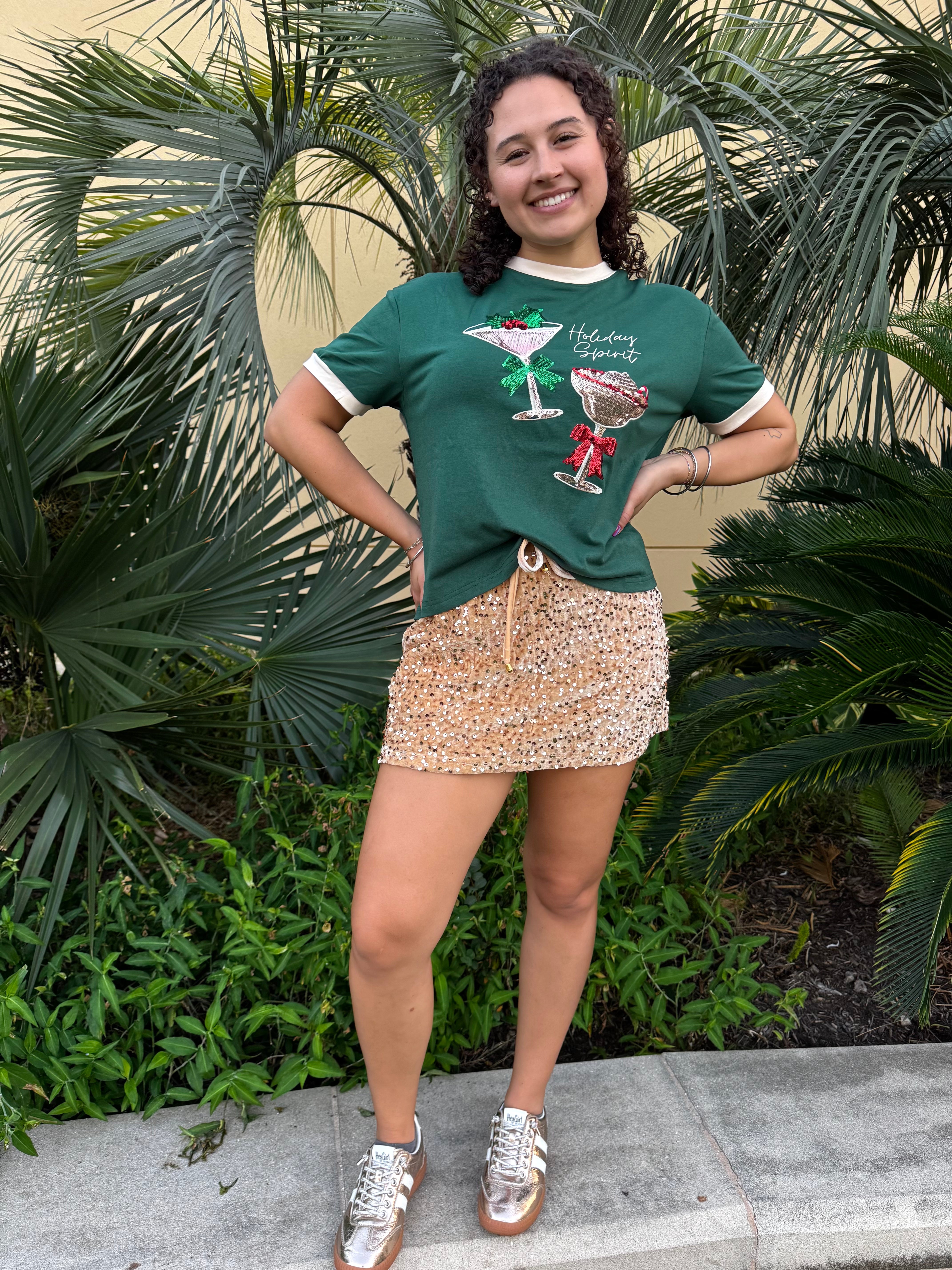 Velvet Hour Sequin Skort- Vintage Gold