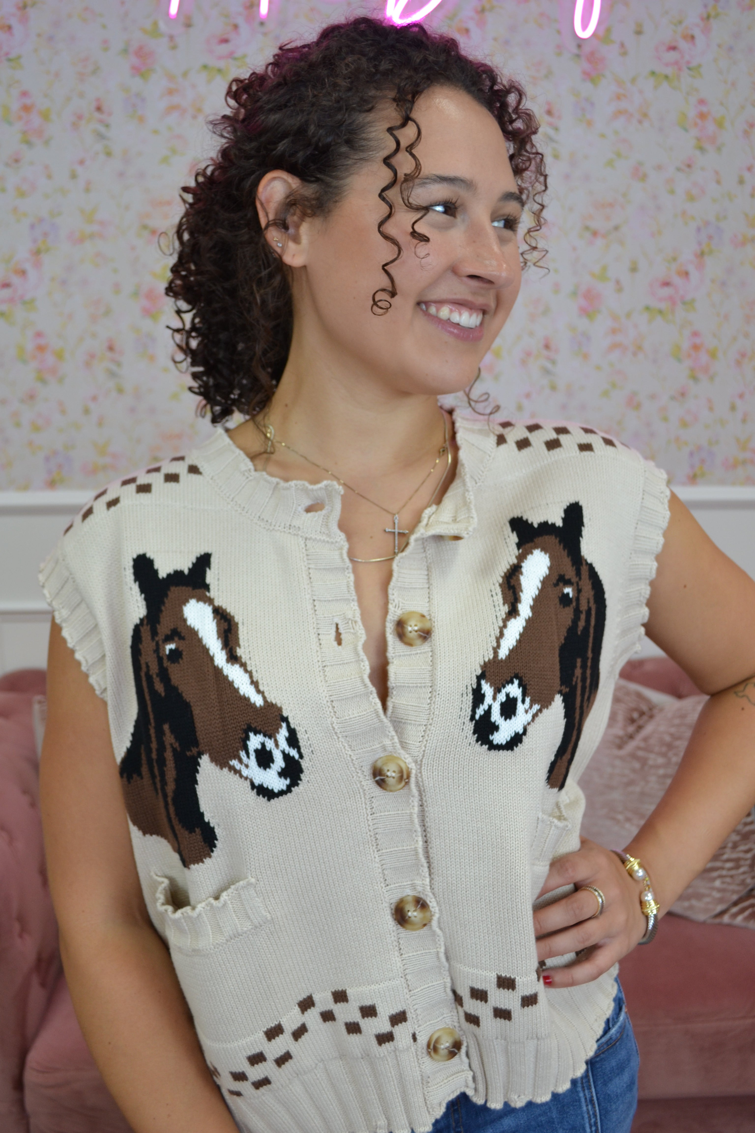 Saddle Up Sweetheart Knit Vest By Peach Love