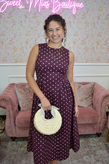 Plum Charm Polka Dot Midi Dress By Entro
