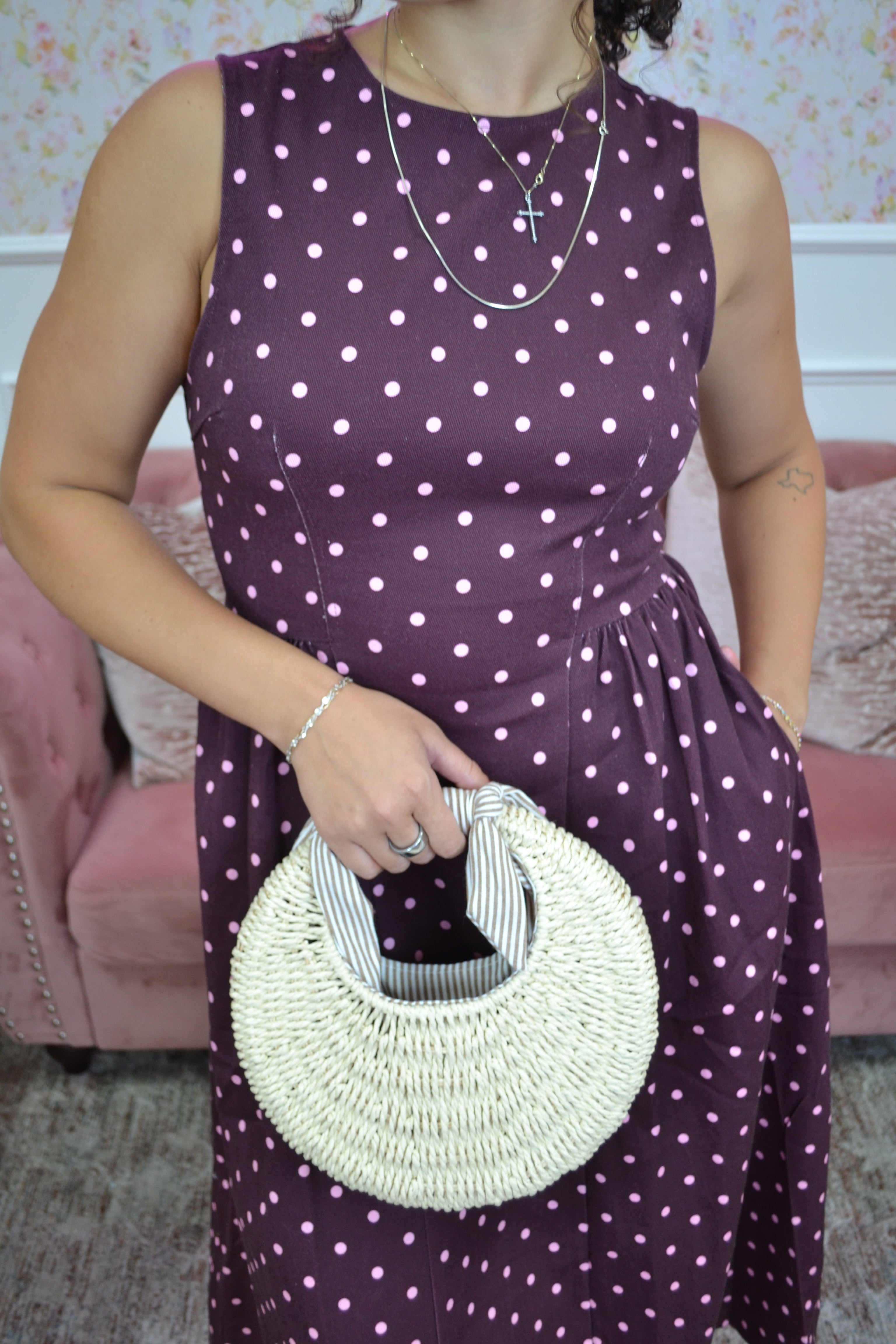 Plum Charm Polka Dot Midi Dress By Entro