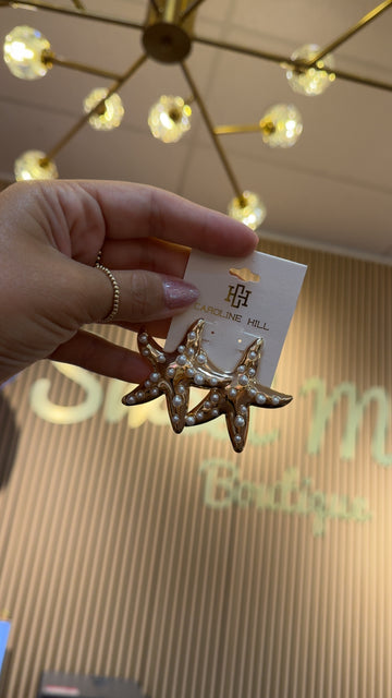 Trieste Pearly Starfish Earring Gold By Caroline Hill