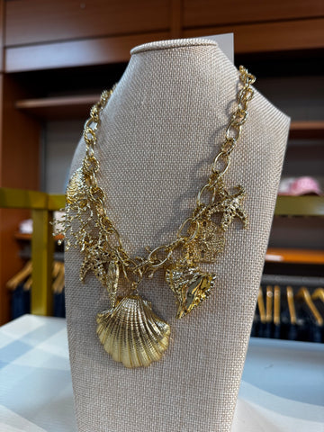 Shell Island Sealife Charm Necklace Gold By Caroline Hill